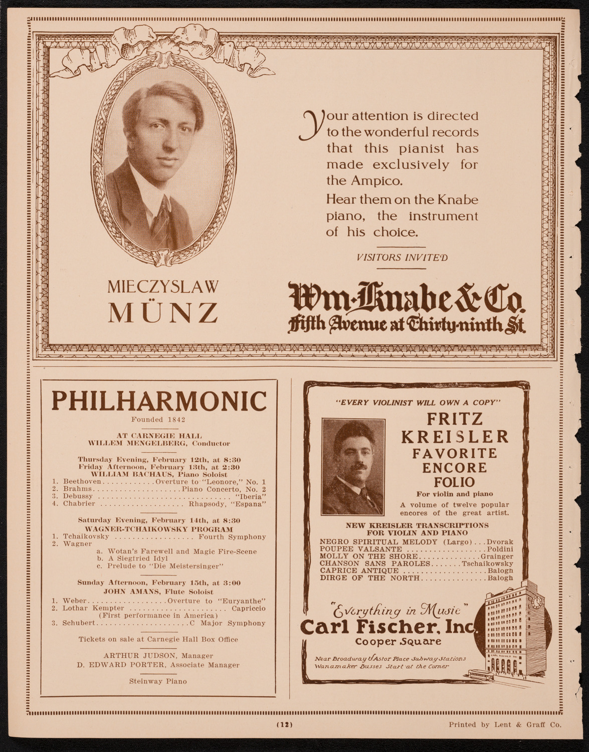 New York Philharmonic, February 8, 1925, program page 12