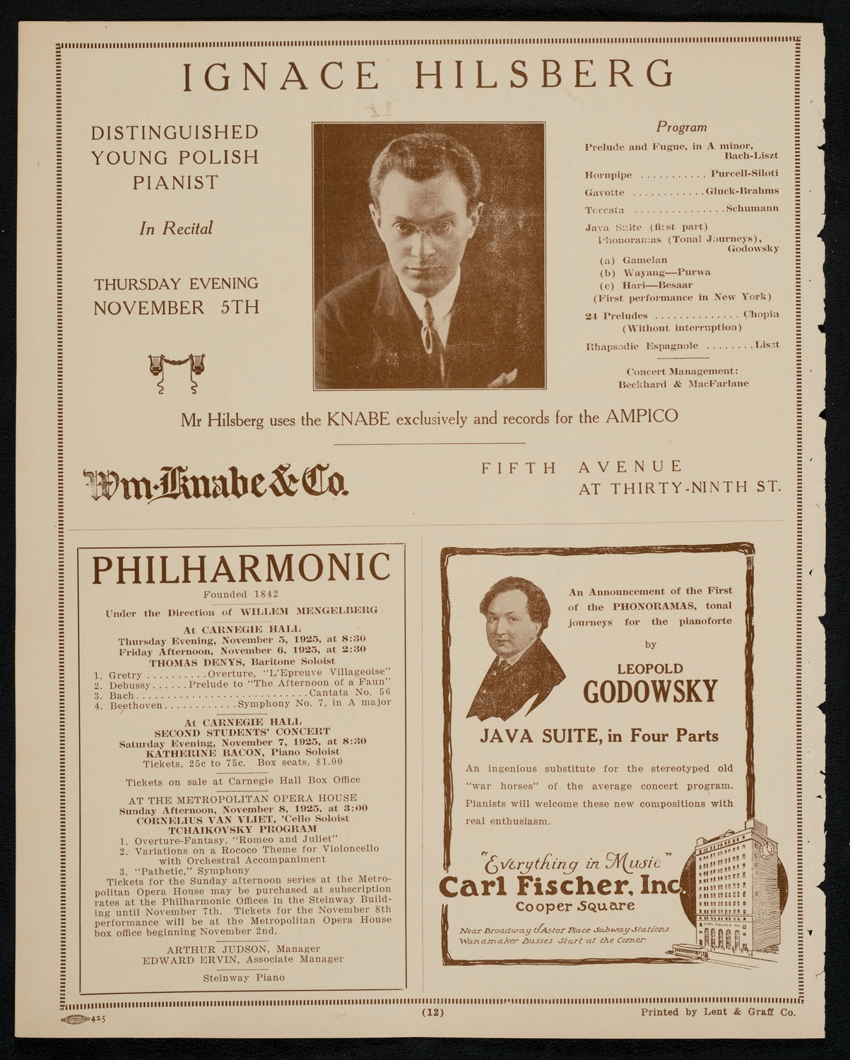 New York Philharmonic, October 31, 1925, program page 12