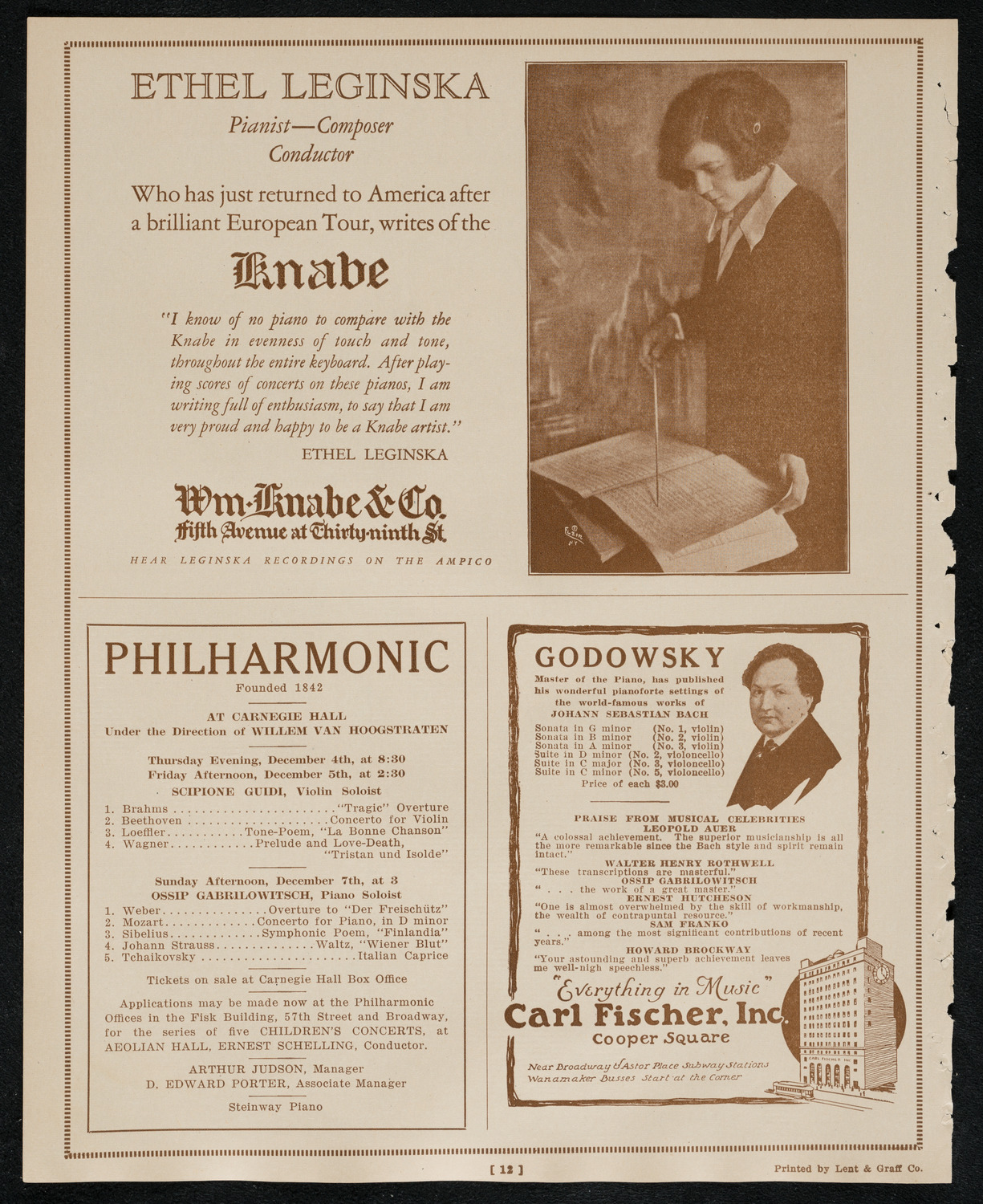 New York Symphony Orchestra, December 4, 1924, program page 12