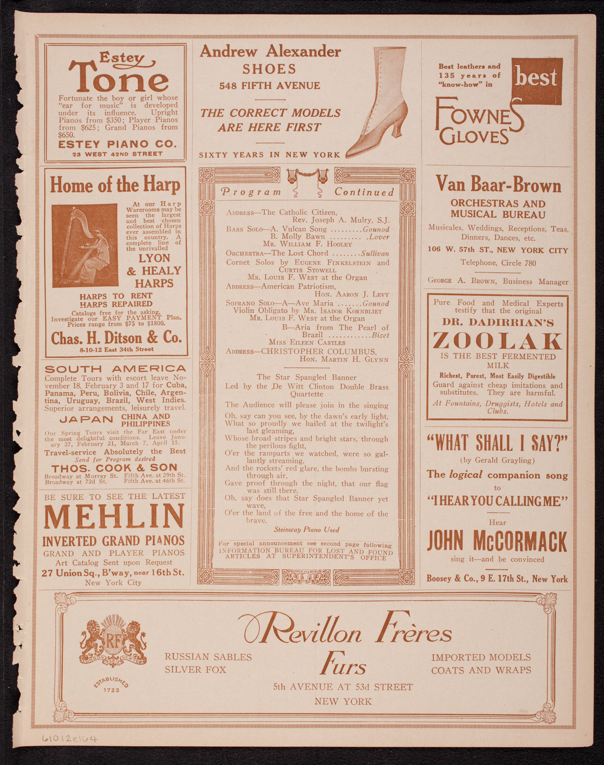 Columbus Day Celebration, October 12, 1916, program page 7