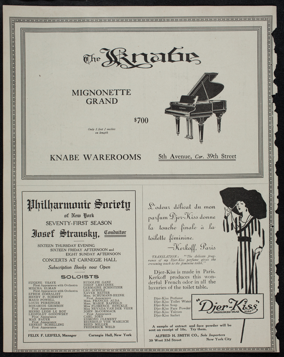 Mischa Elman, Violin, October 26, 1912, program page 14