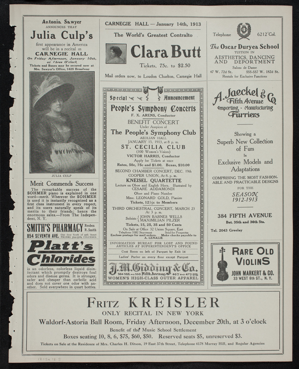 People's Symphony Concert, December 15, 1912, program page 9