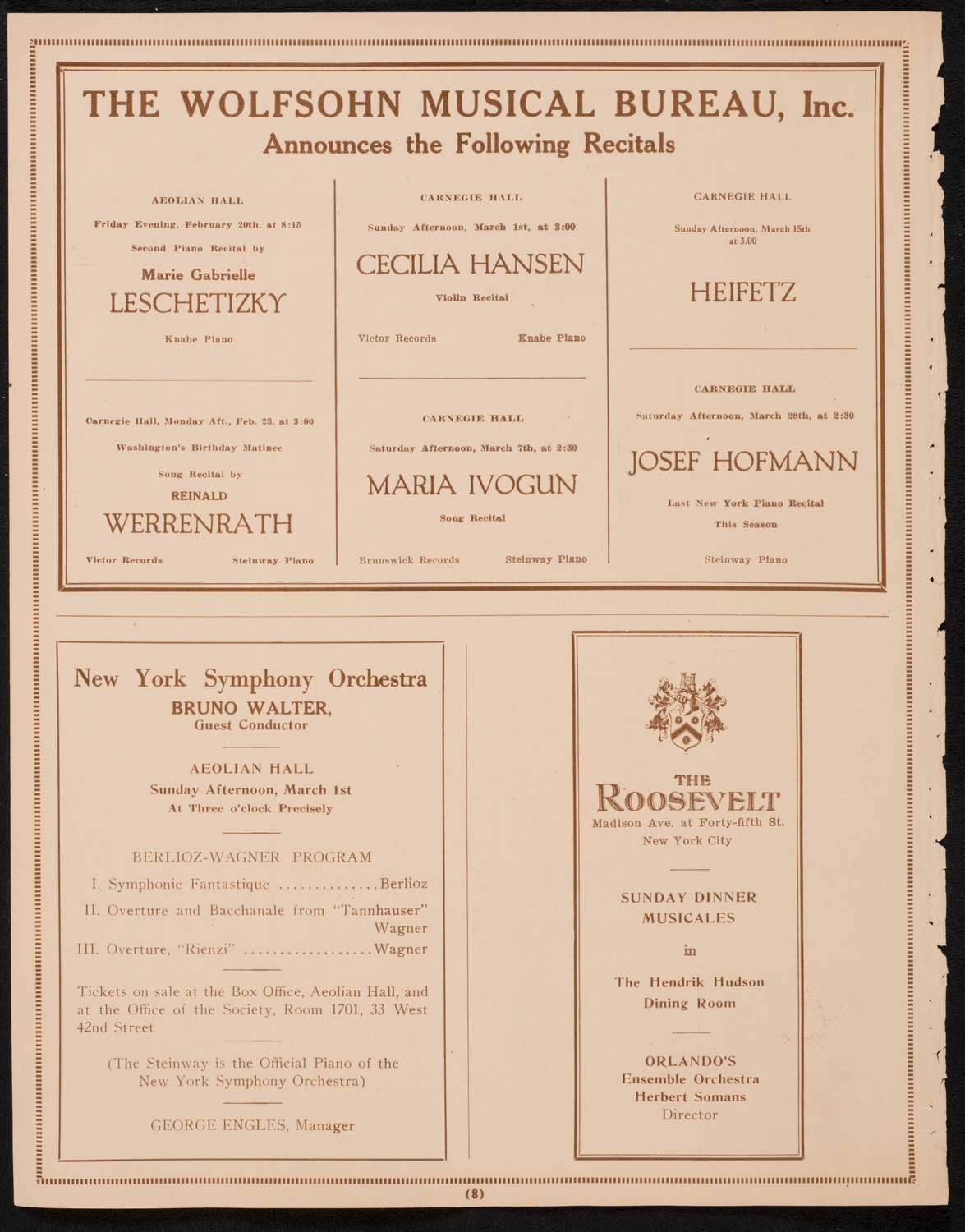 Philadelphia Orchestra, February 17, 1925, program page 8