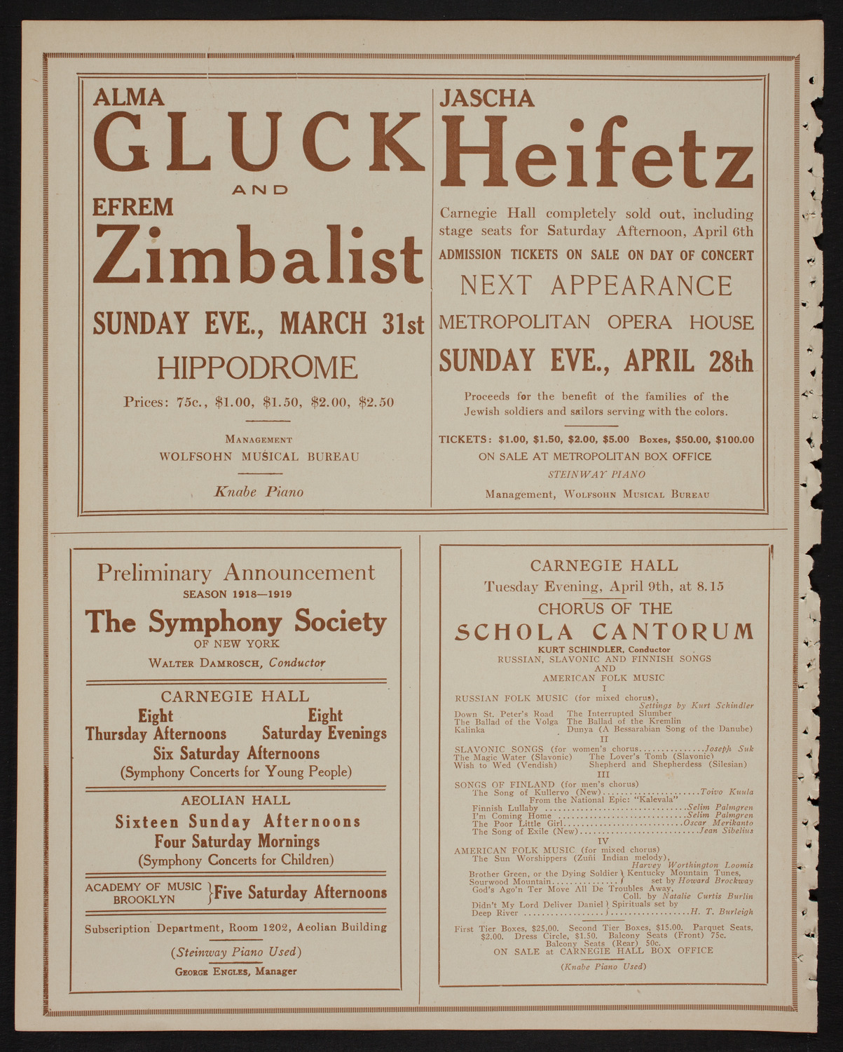 International Music Festival Chorus assisted by People's Choral Union, March 30, 1918, program page 8