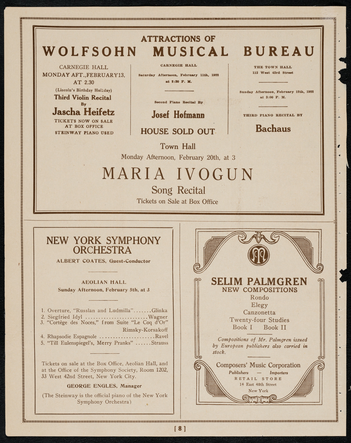 Workmen's Circle Sanatorium Twelfth Anniversary Concert, February 4, 1922, program page 8