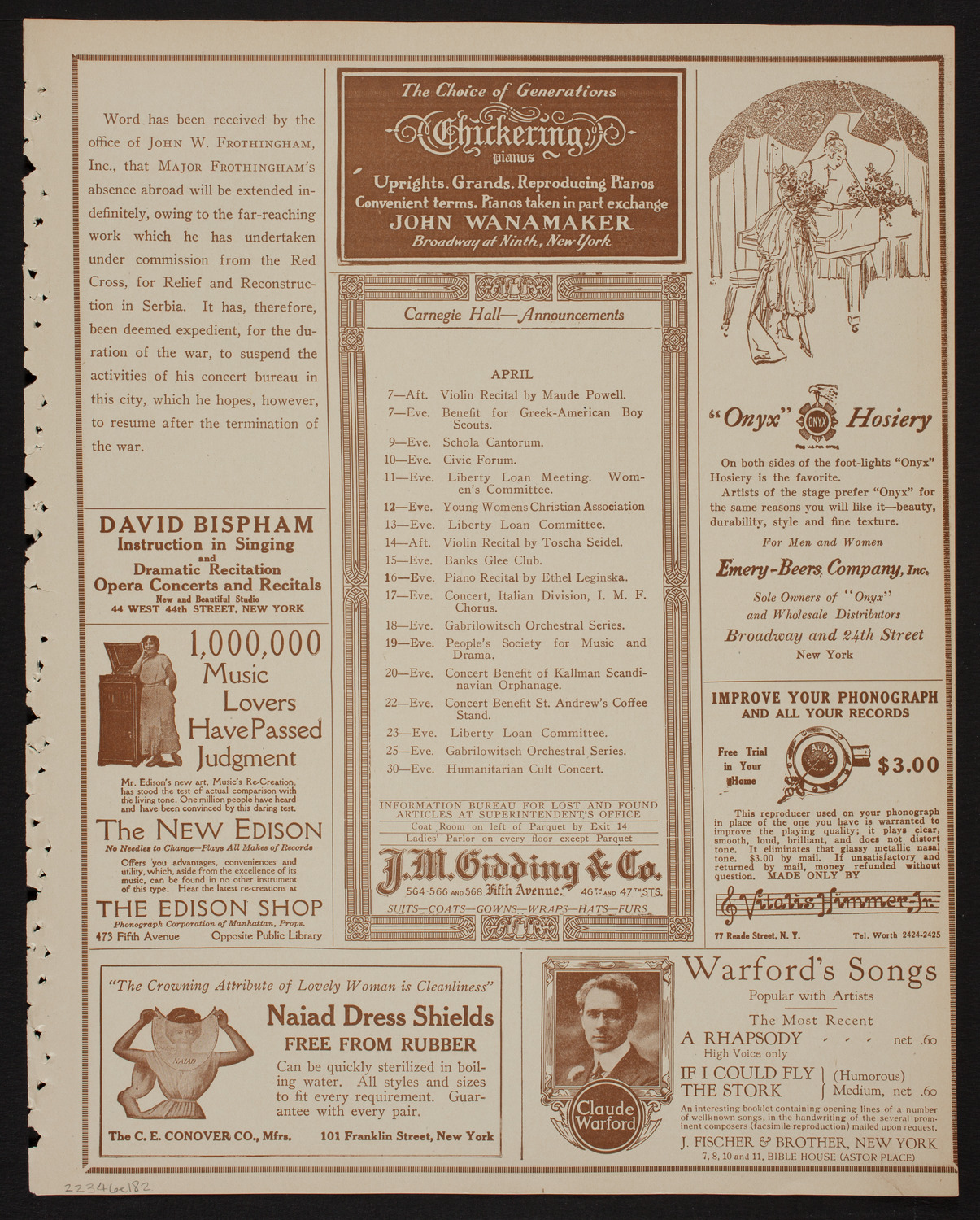 Benefit: Rand School of Social Science, April 6, 1918, program page 3