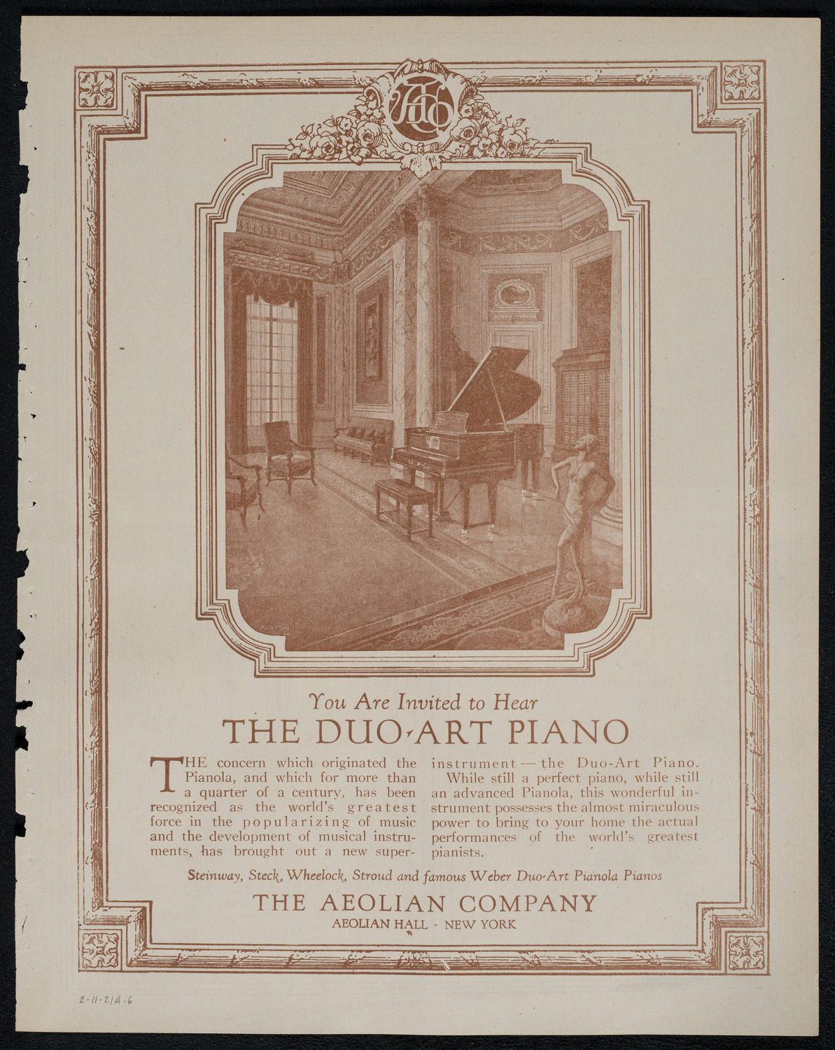New York Philharmonic, February 11, 1921, program page 11