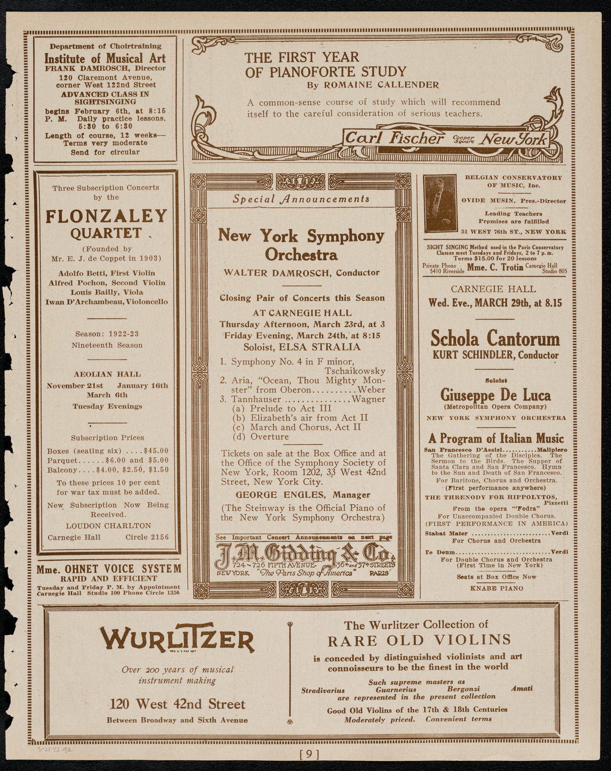 Frieda Hempel, Soprano, March 21, 1922, program page 9
