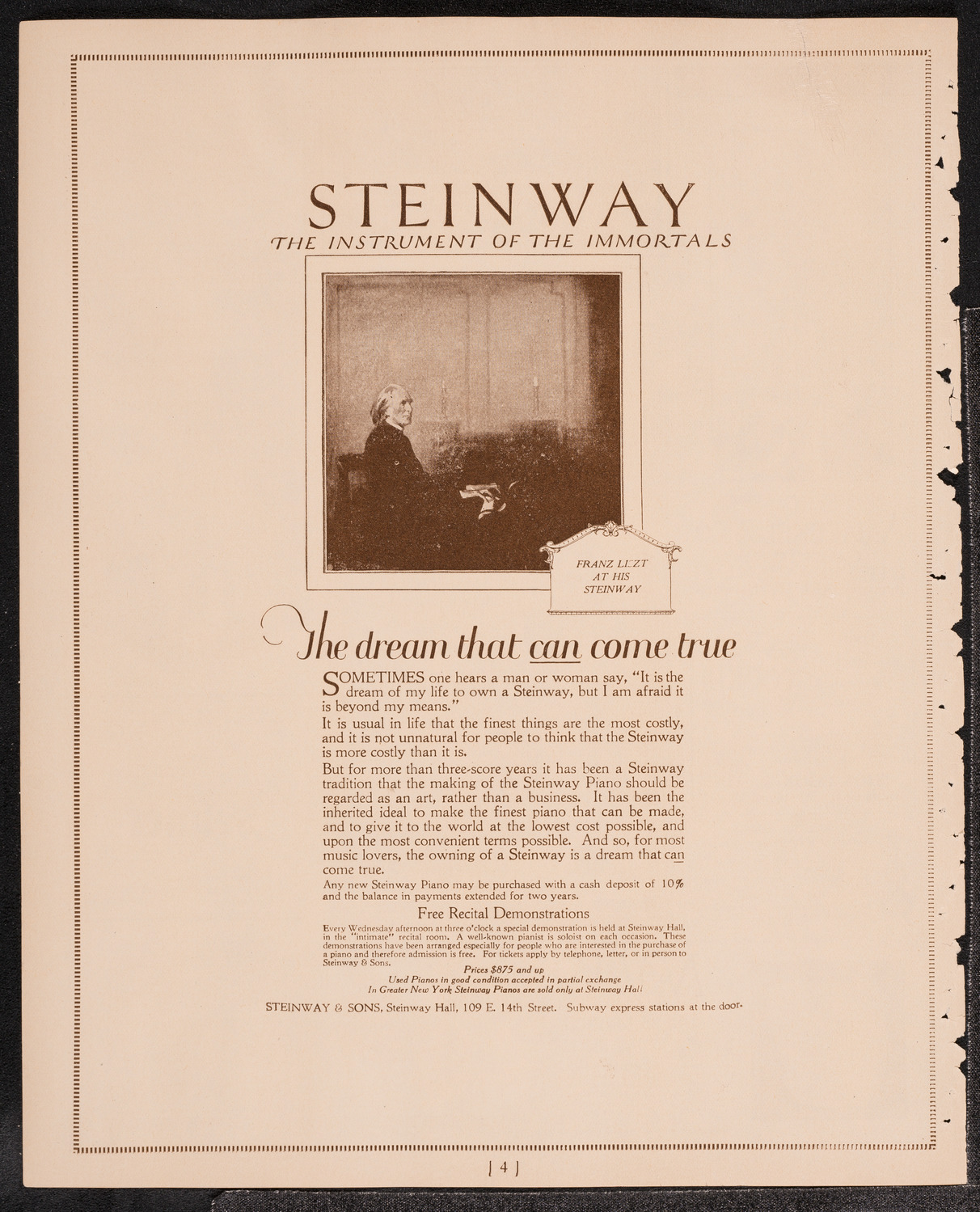 Franz von Vecsey, Violin, November 1, 1921, program page 4