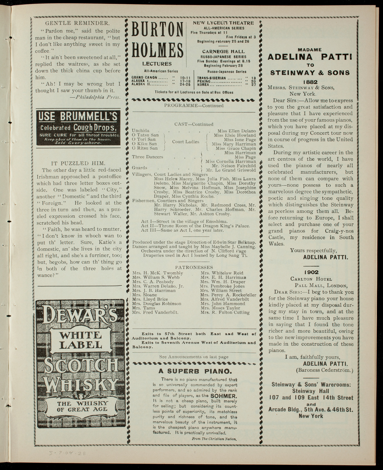 Annual Entertainment by The Junior League, March 7, 1904, program page 3