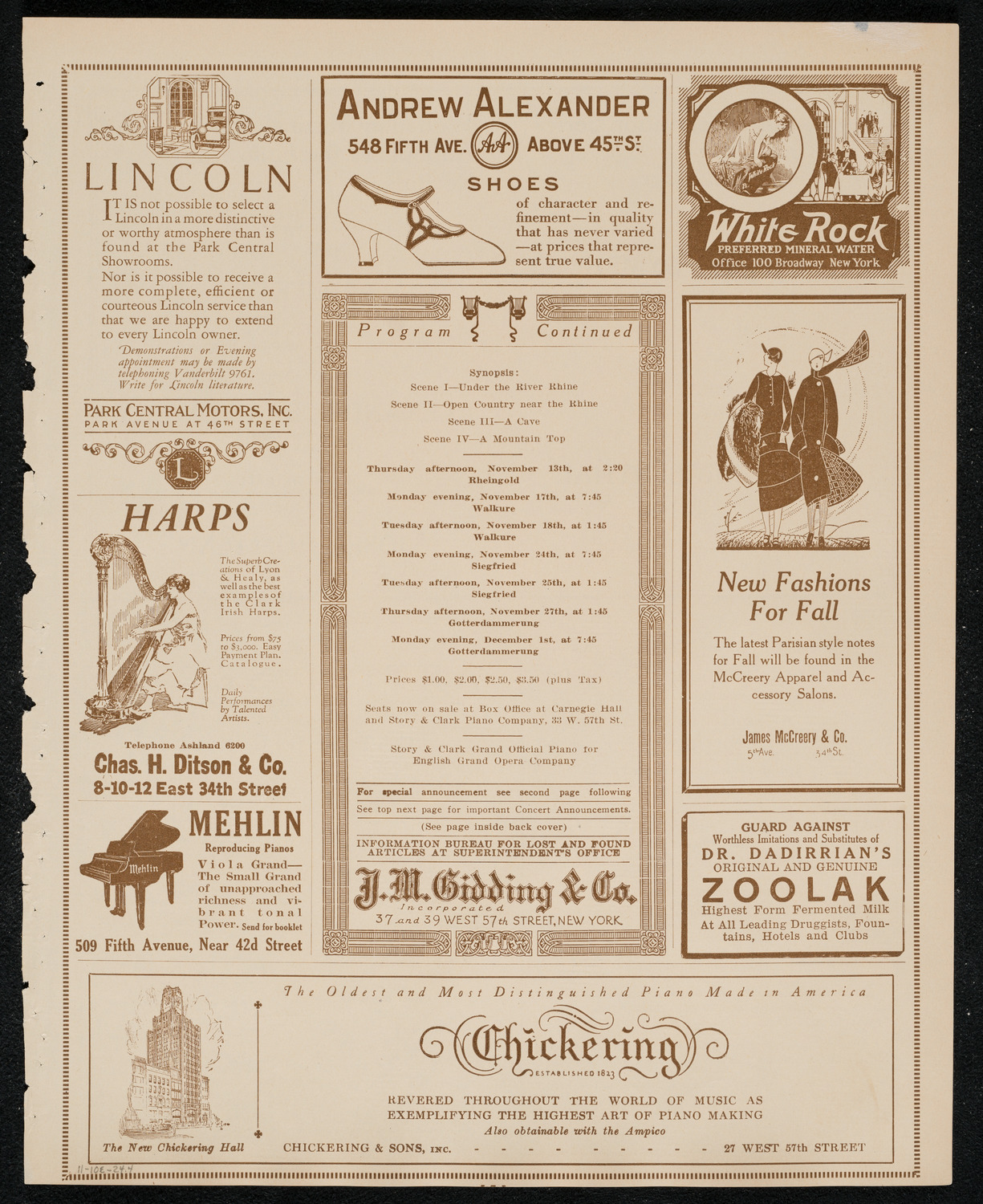 English Grand Opera Company: Rheingold, November 10, 1924, program page 7