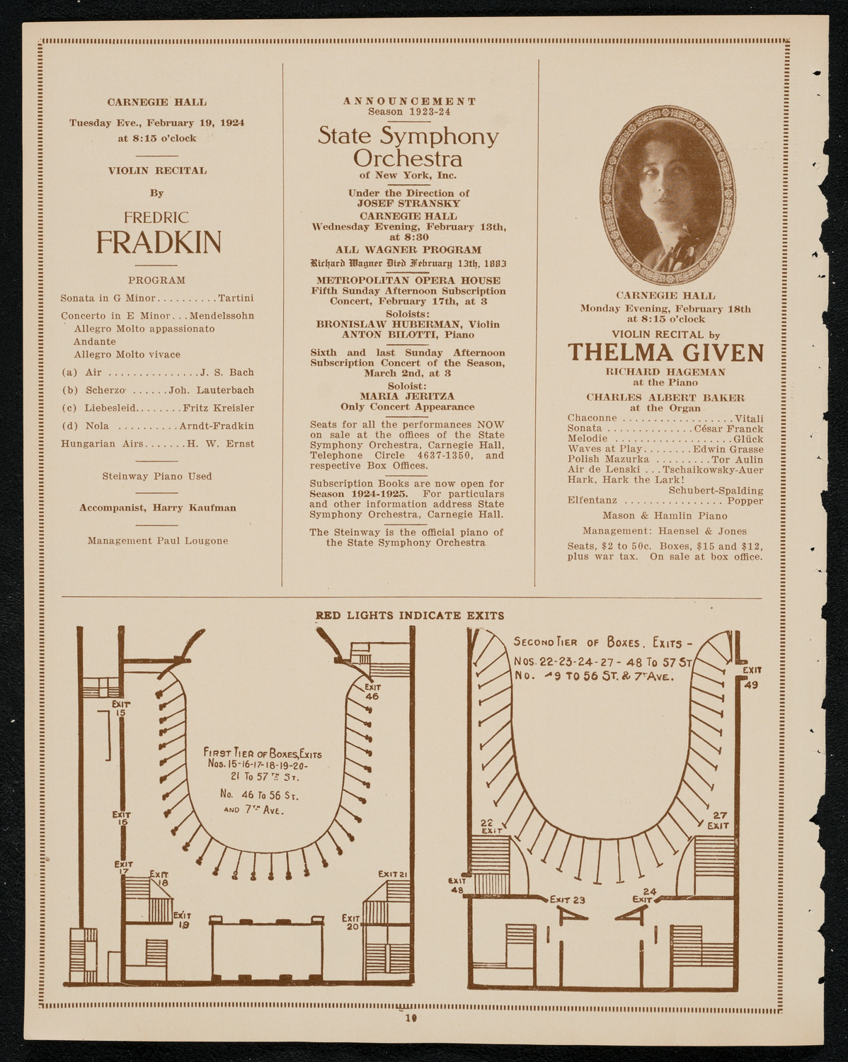 New York Philharmonic, February 8, 1924, program page 10