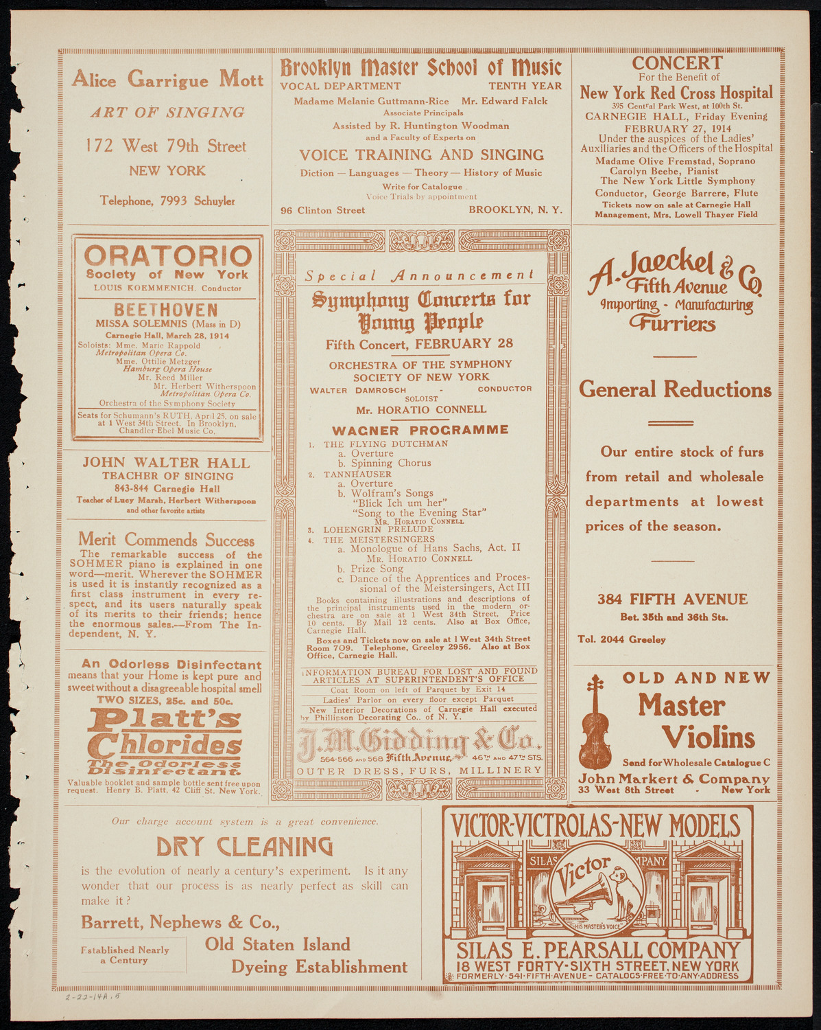New York Philharmonic, February 22, 1914, program page 9