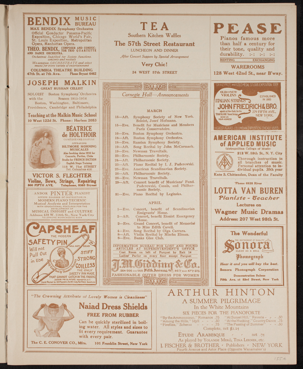 Musical Art Society of New York, March 14, 1916, program page 3