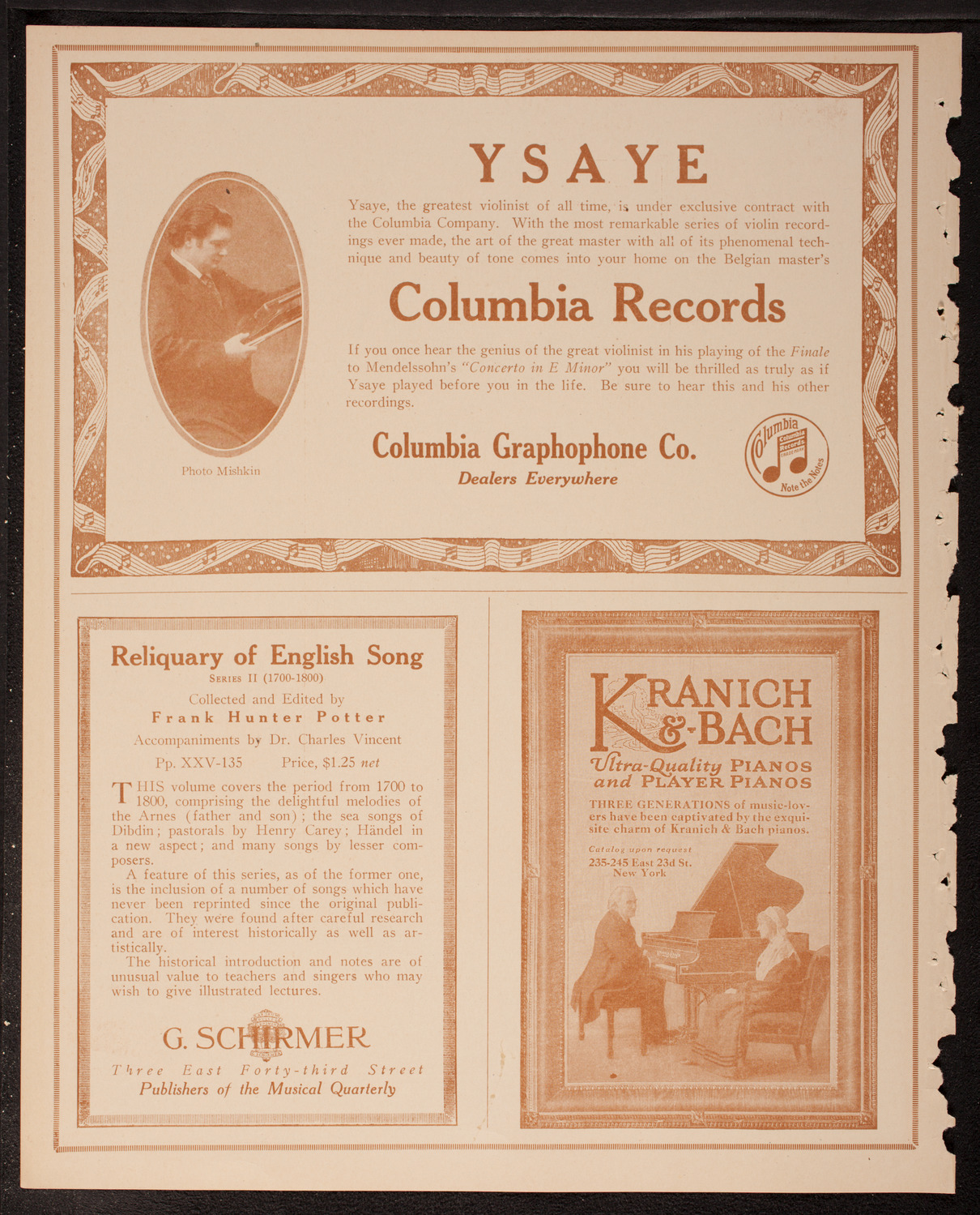 Eugène Ysaÿe, Violin, March 24, 1917, program page 6