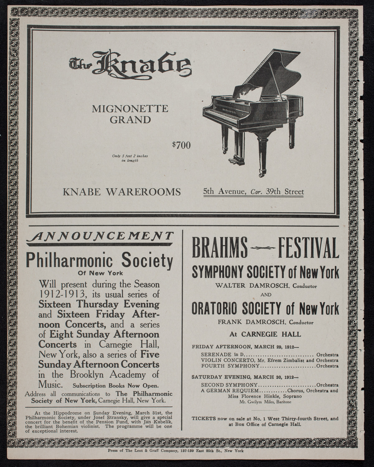 Royal Athenian String Orchestra, March 28, 1912, program page 12