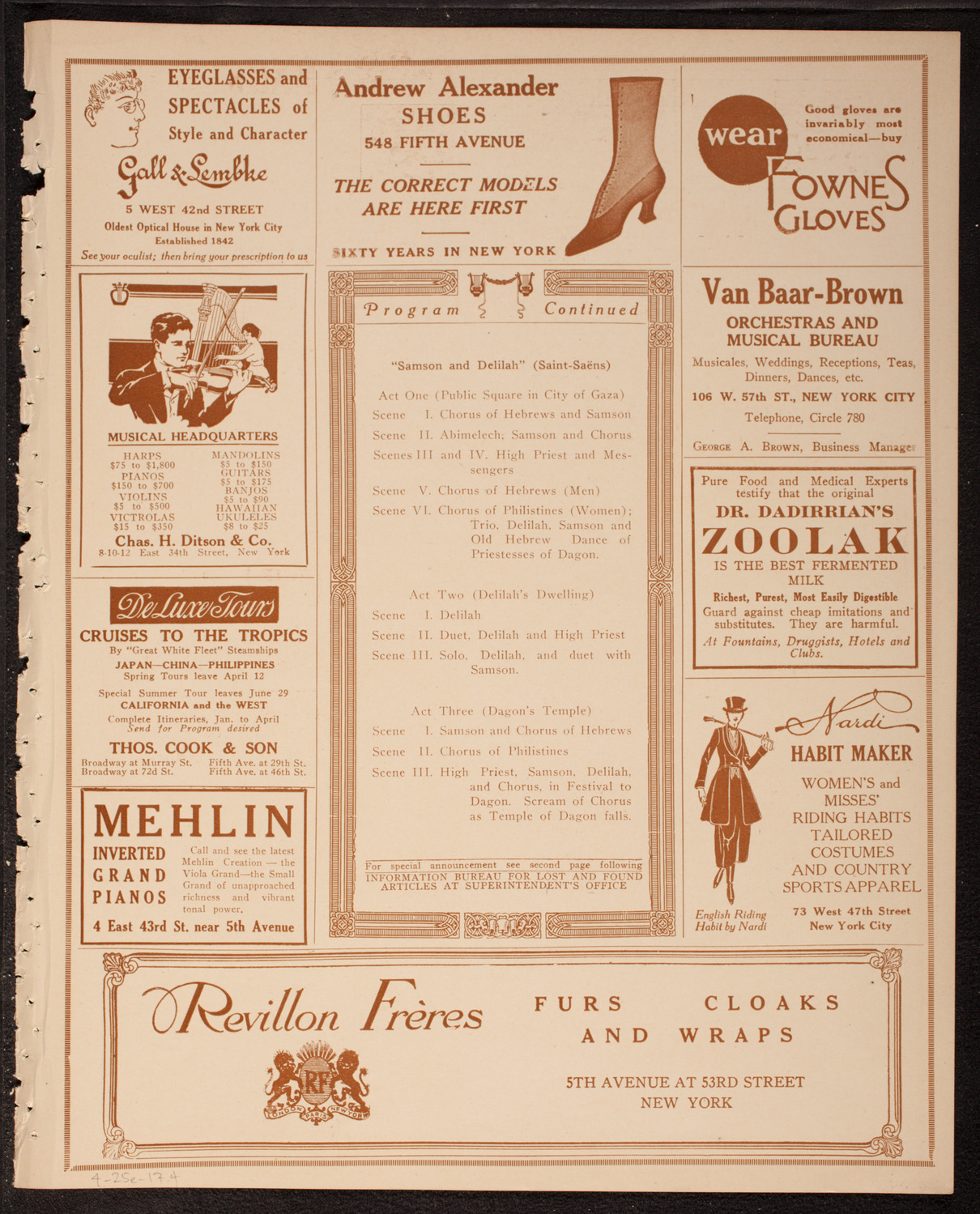 Columbia University Chorus, April 25, 1917, program page 7