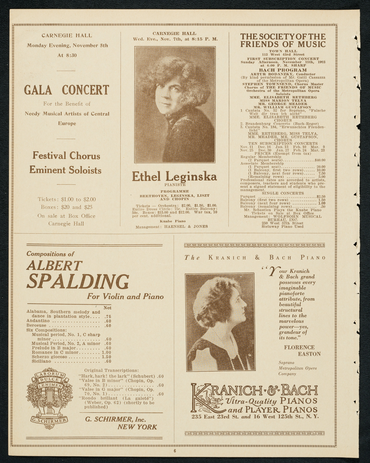 Albert Spalding, Violin, November 4, 1923, program page 6