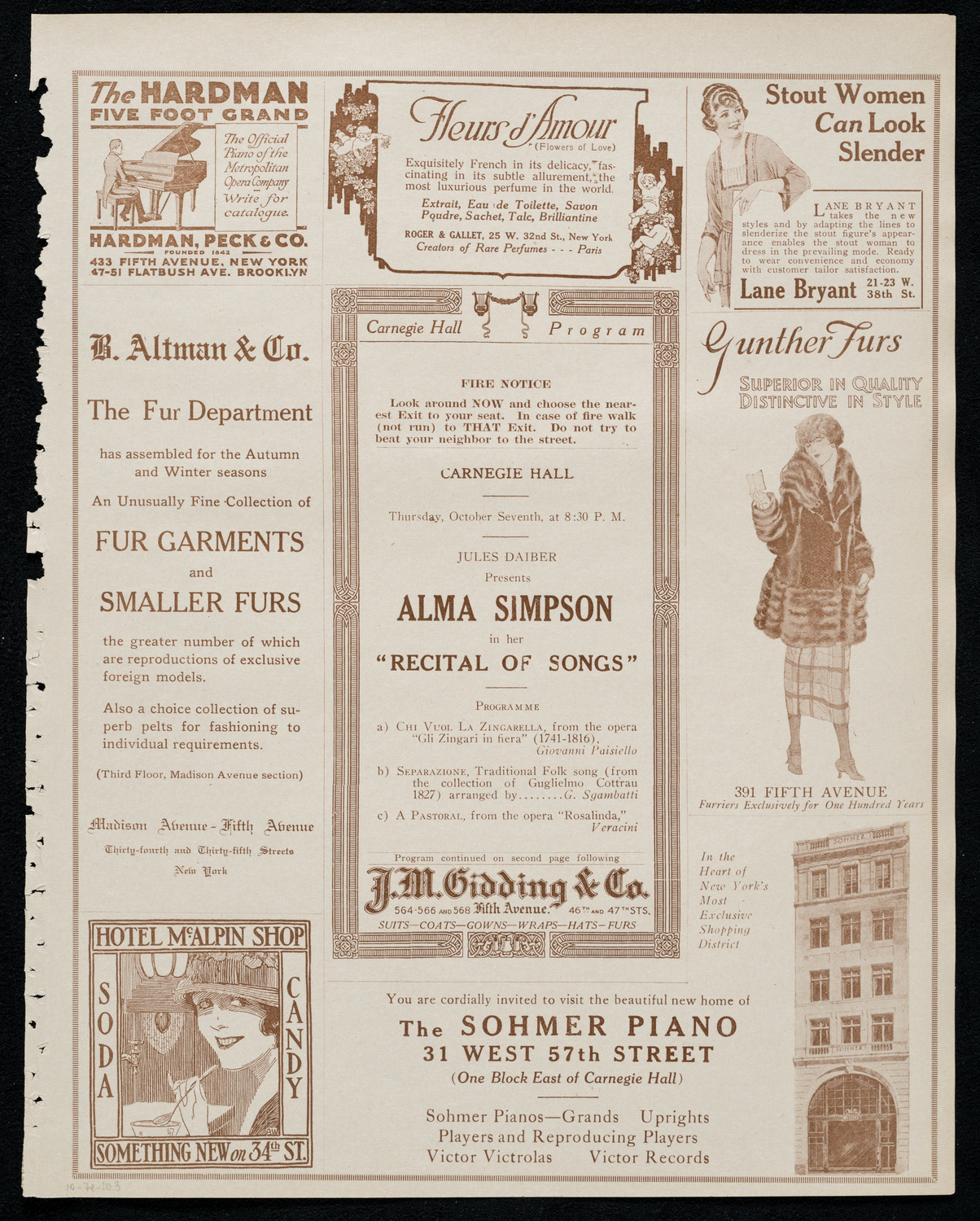 Alma Simpson, Soprano, October 7, 1920, program page 5