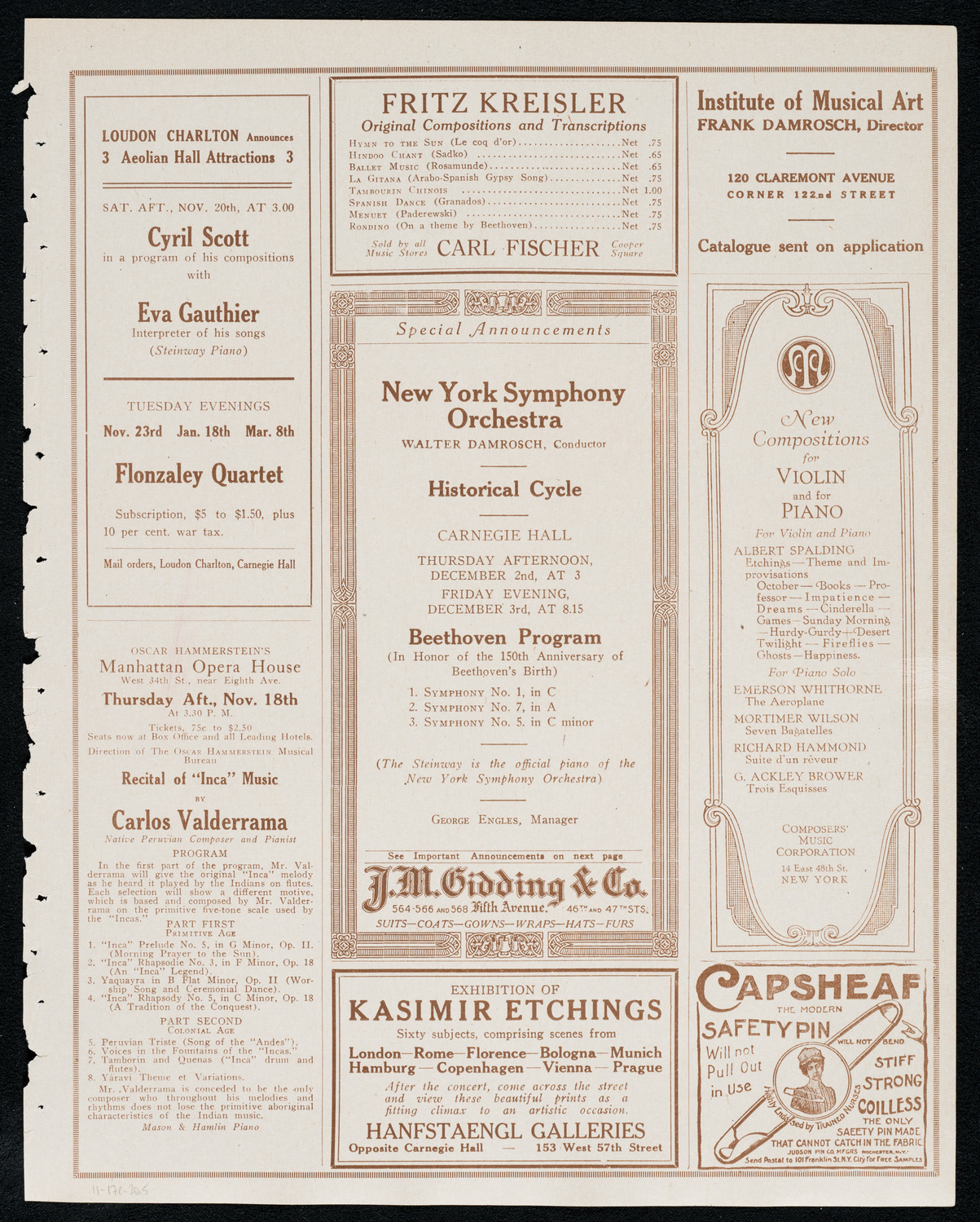 Albert Vertchamp, Violin, November 17, 1920, program page 9