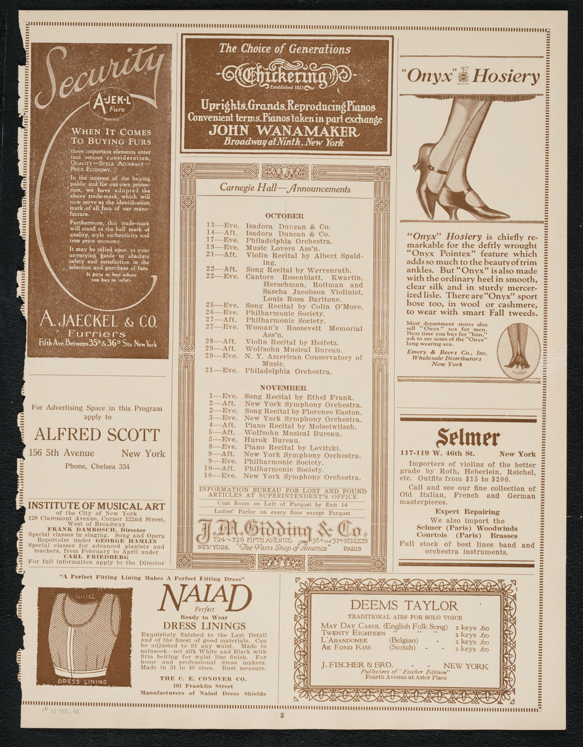 Columbus Day Celebration, October 12, 1922, program page 3