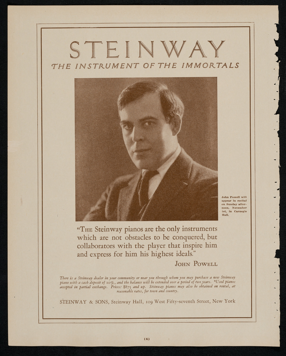 New York Symphony Orchestra, October 30, 1925, program page 4