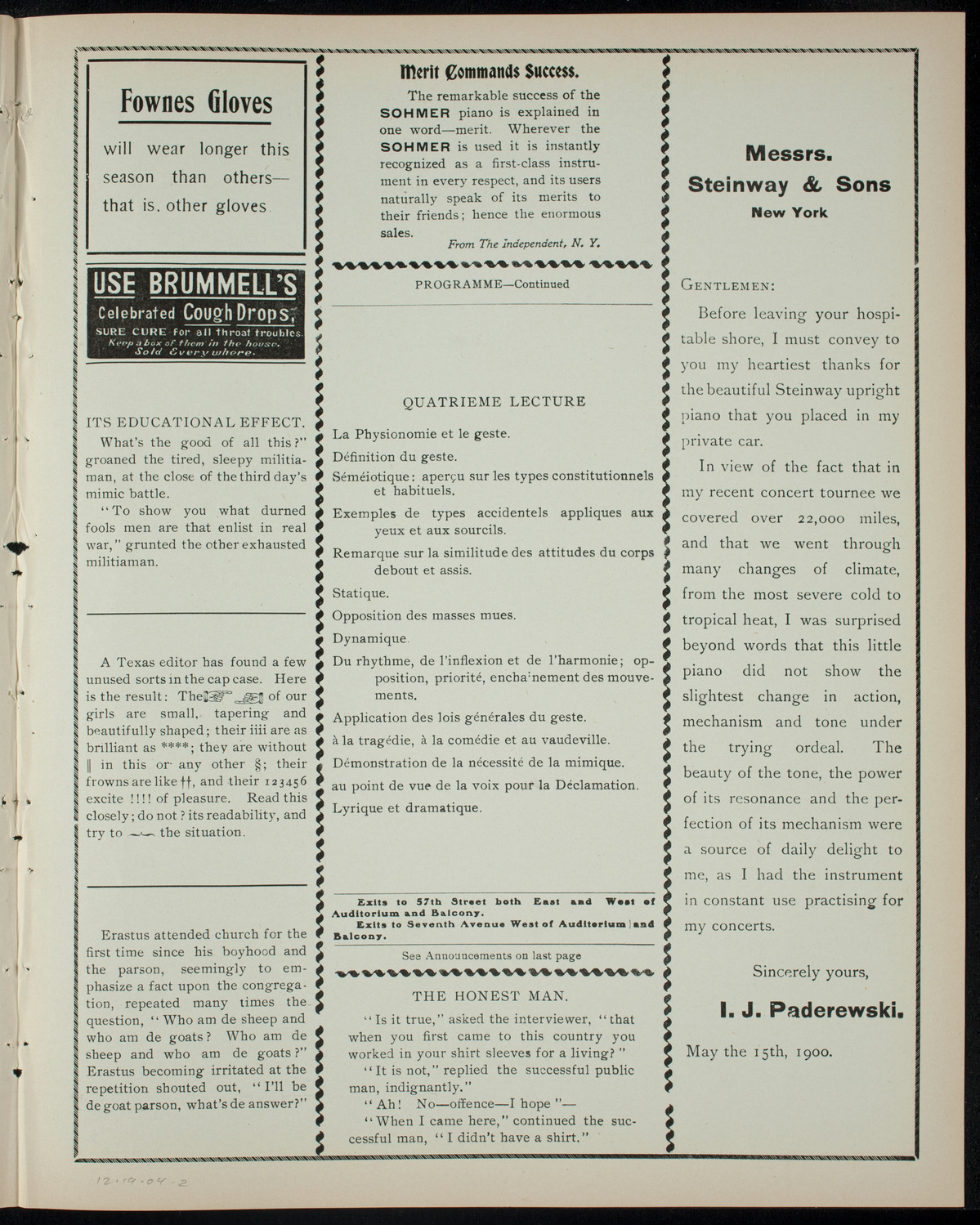 Lecture by Alfred Giraudet, December 19, 1904, program page 3