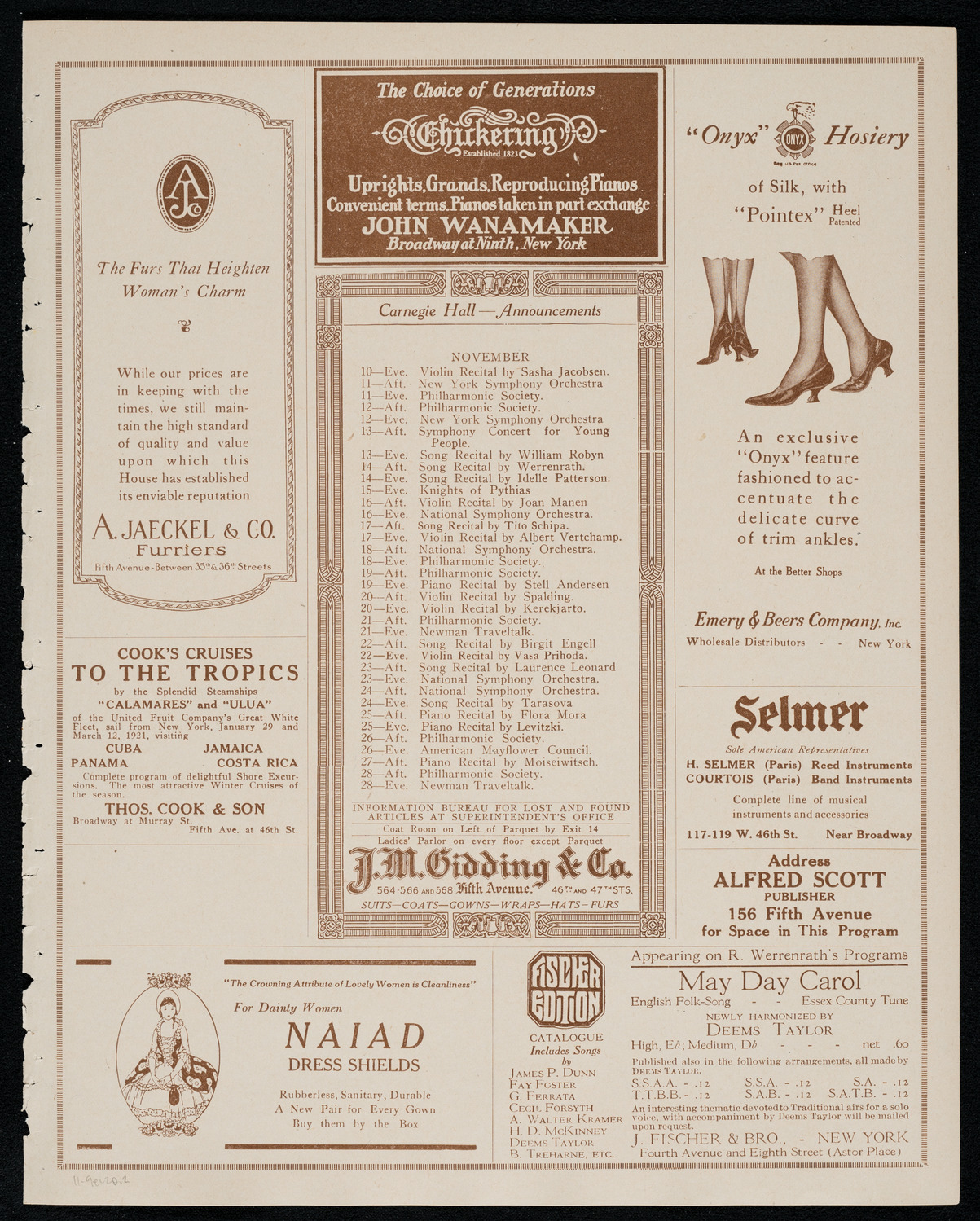 Philadelphia Orchestra, November 9, 1920, program page 3