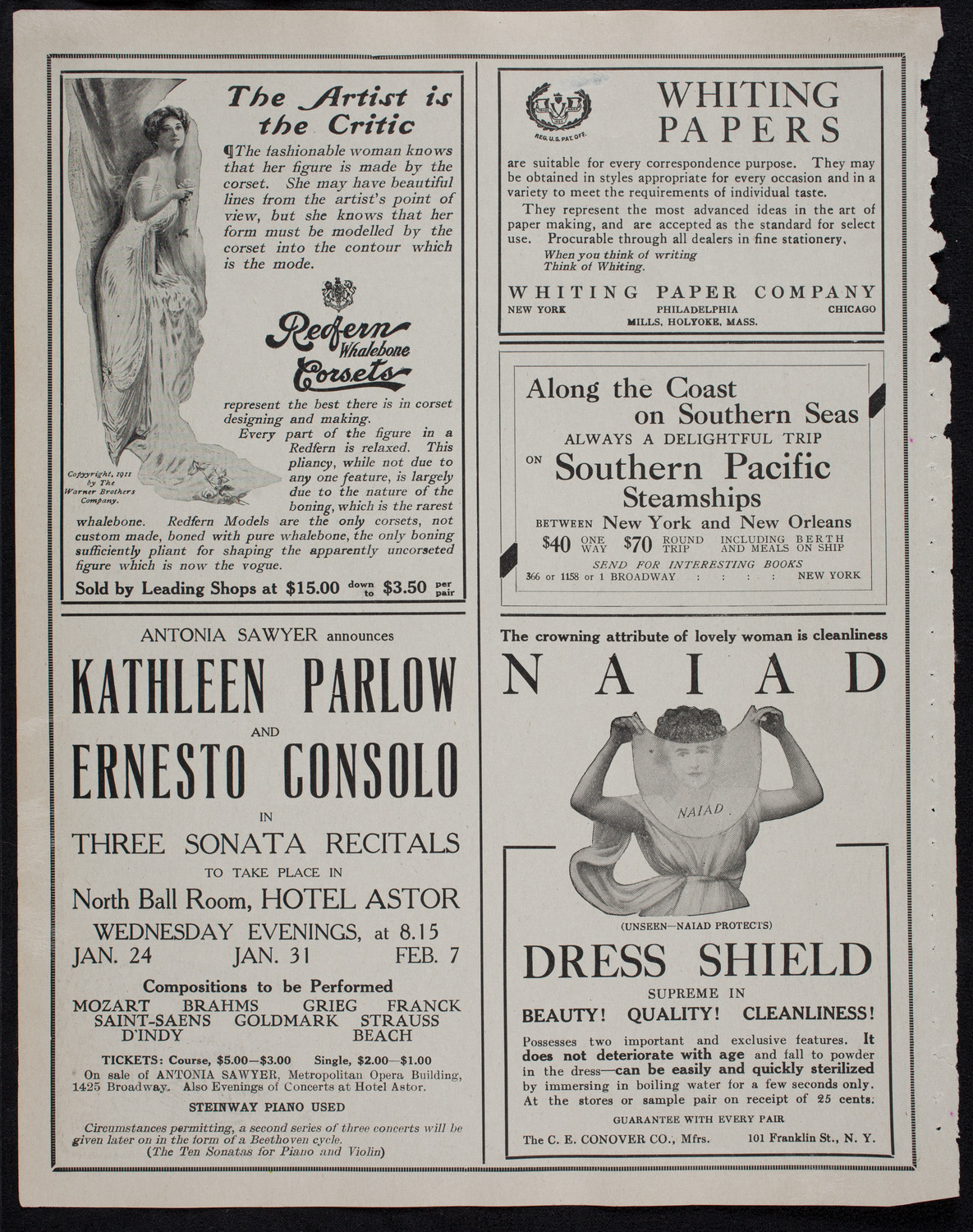 Kathleen Parlow, Violin, January 4, 1912, program page 2