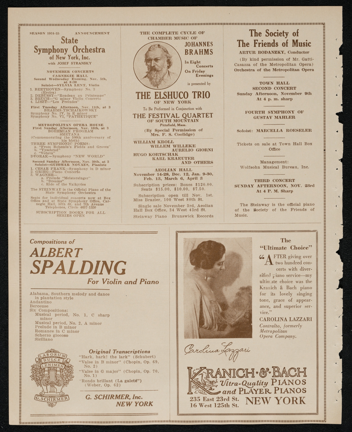 Philadelphia Orchestra, November 4, 1924, program page 6