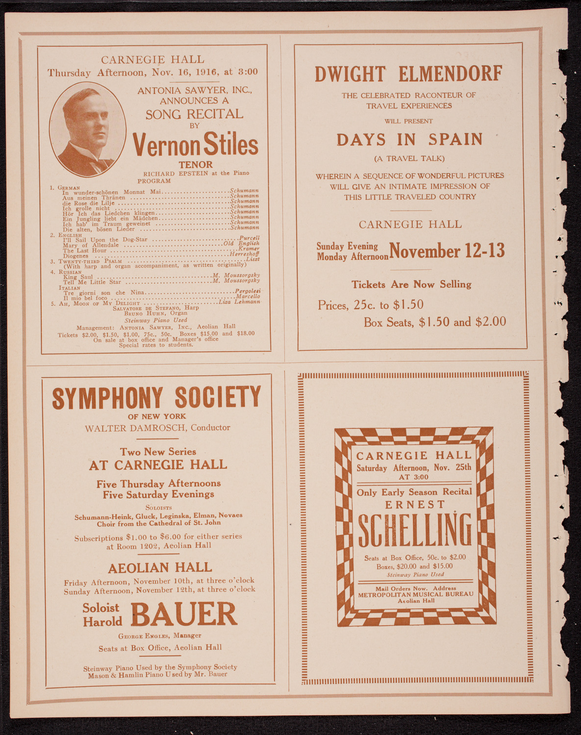 New York Philharmonic, November 9, 1916, program page 8