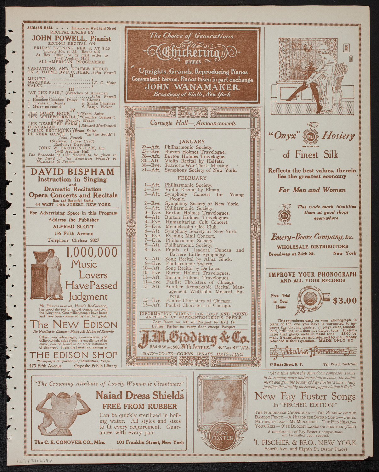 New York Philharmonic, January 26, 1918, program page 3