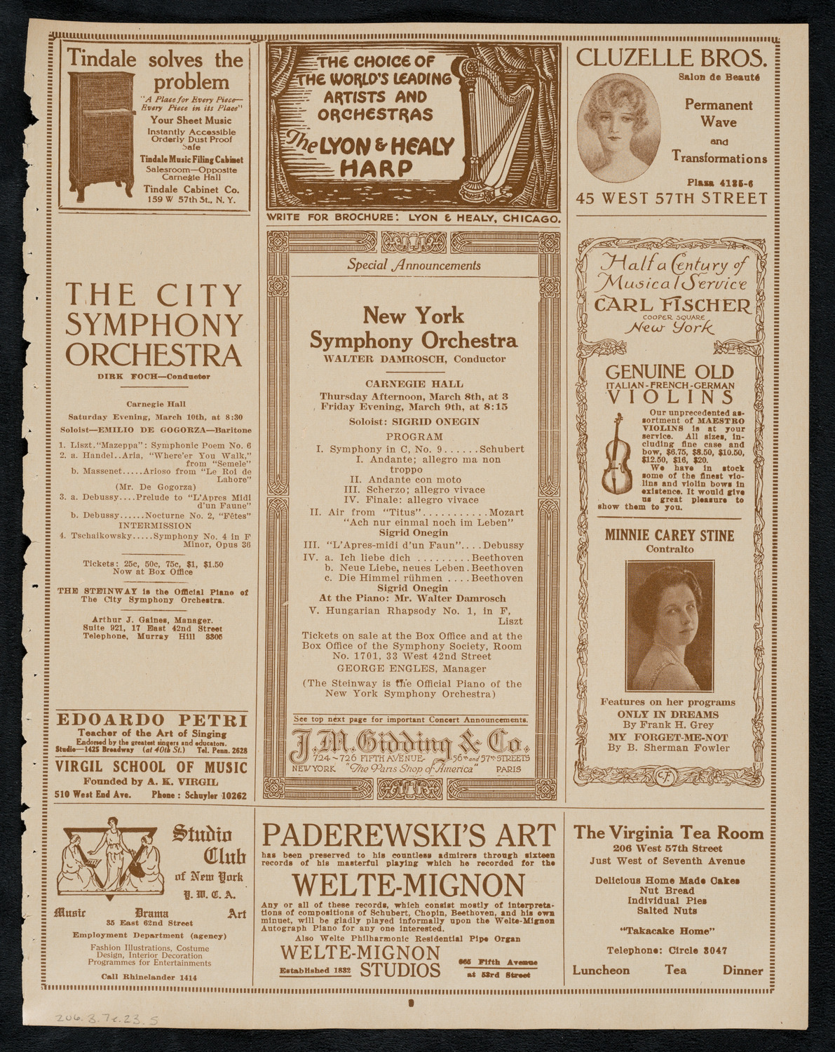 New York Philharmonic, March 7, 1923, program page 9