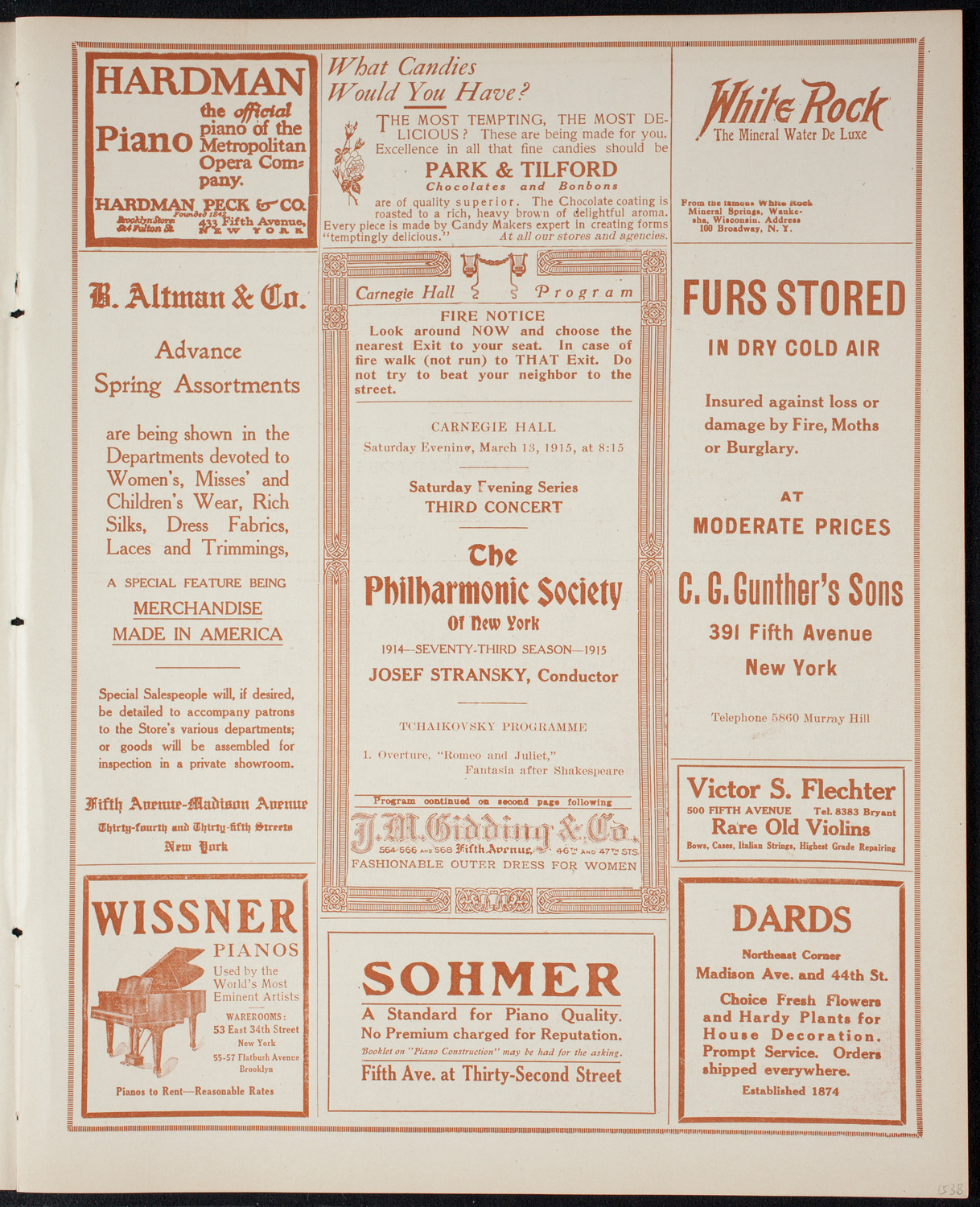 New York Philharmonic, March 13, 1915, program page 5