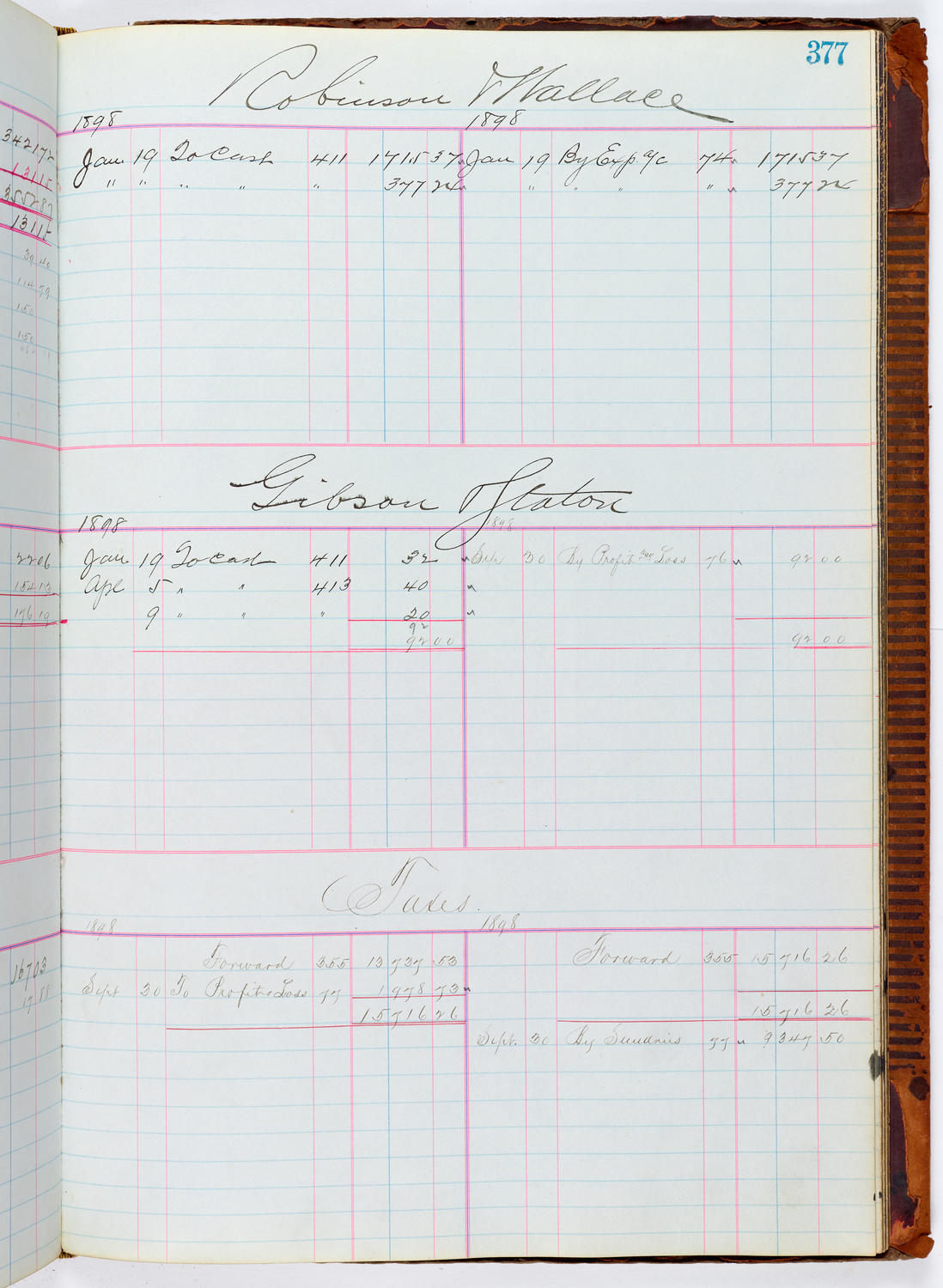 Music Hall Accounting Ledger, volume 1, page 377