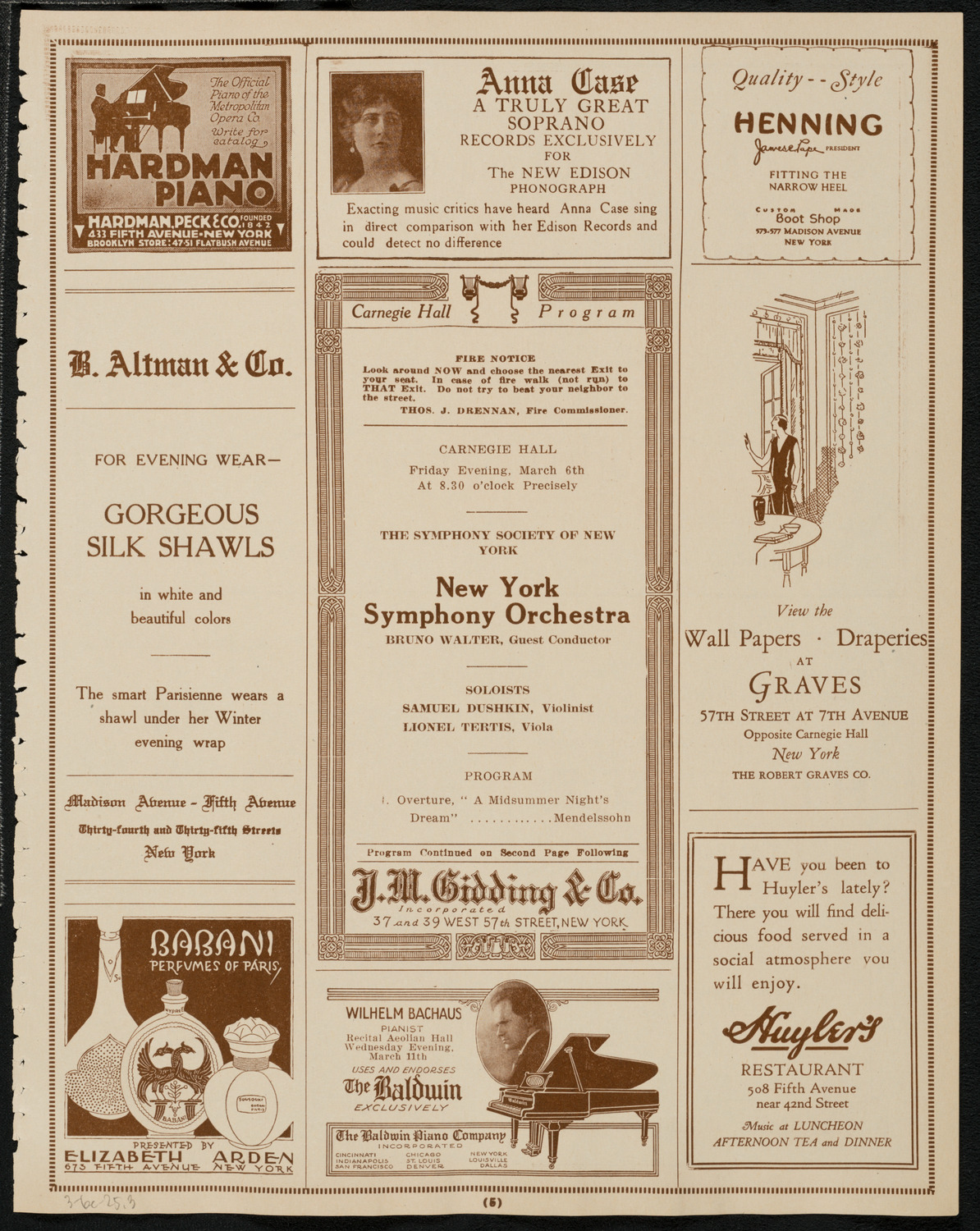 New York Symphony Orchestra, March 6, 1925, program page 5