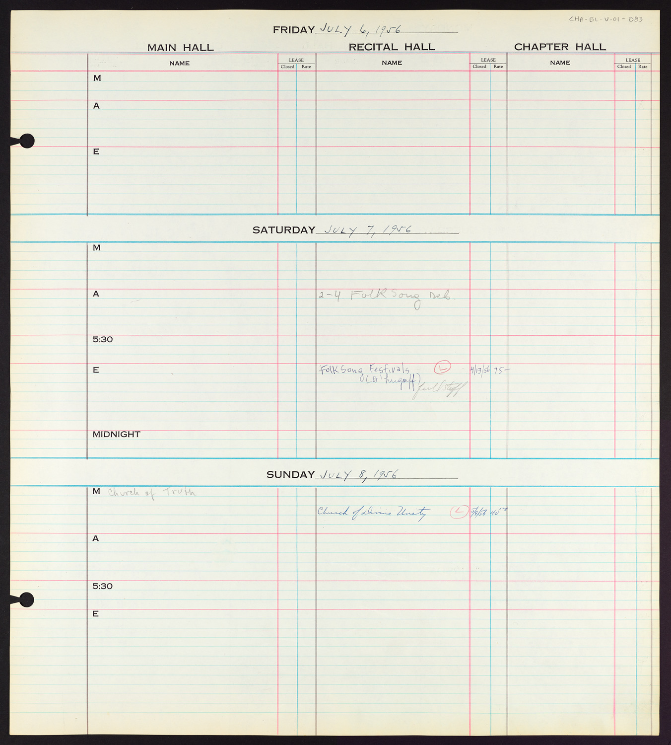 Carnegie Hall Booking Ledger, volume 1, page 83