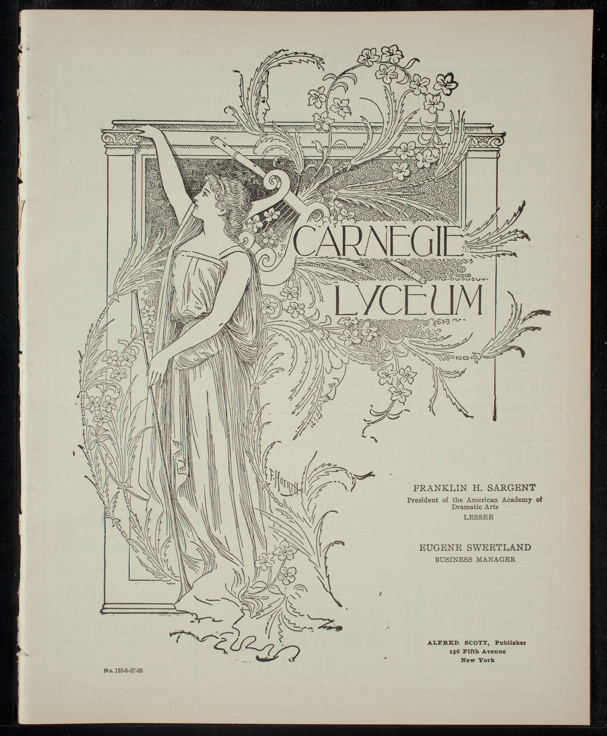 Opera Presentation by Albert Mildenberg, May 27, 1903, program page 1