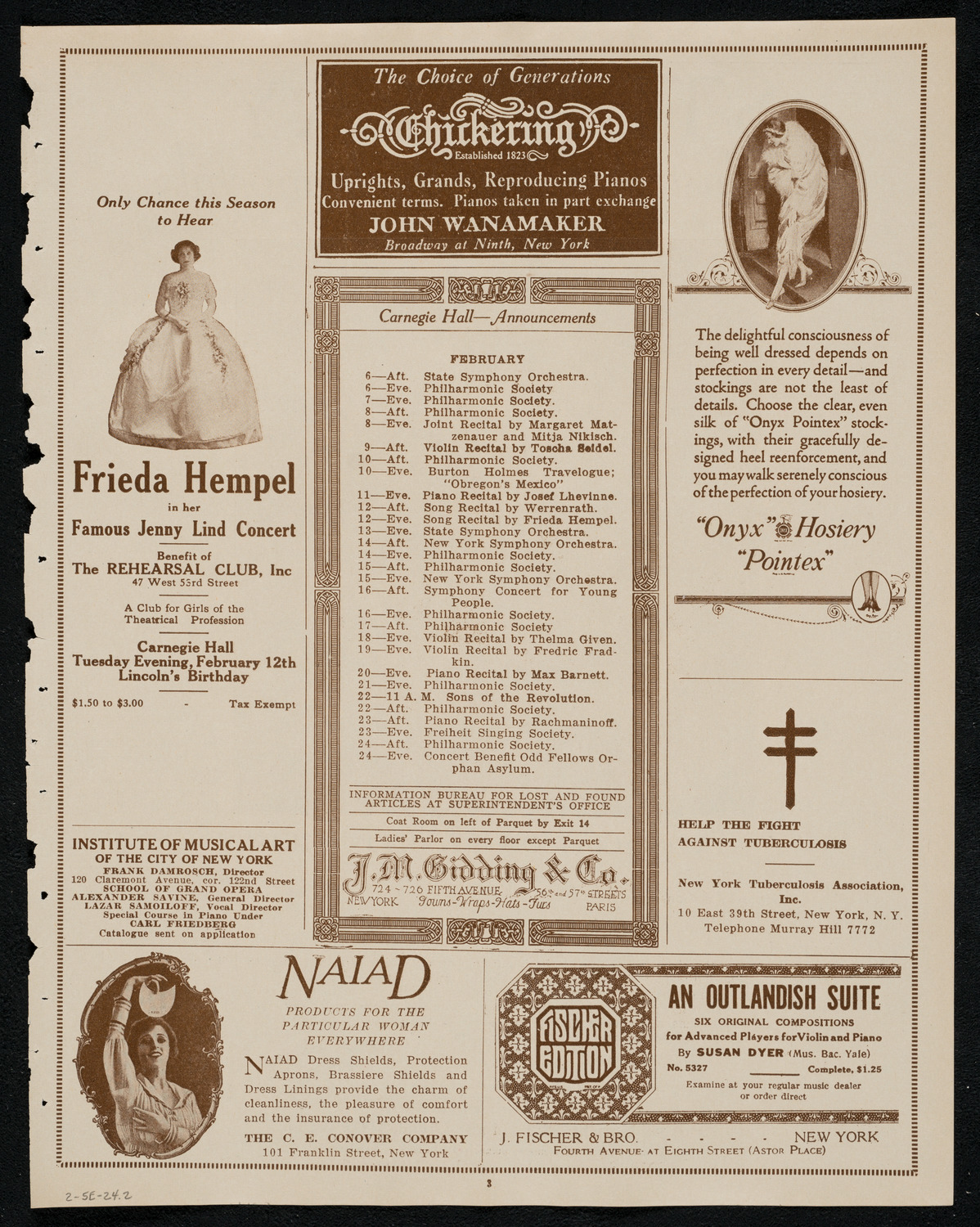 Philadelphia Orchestra, February 5, 1924, program page 3