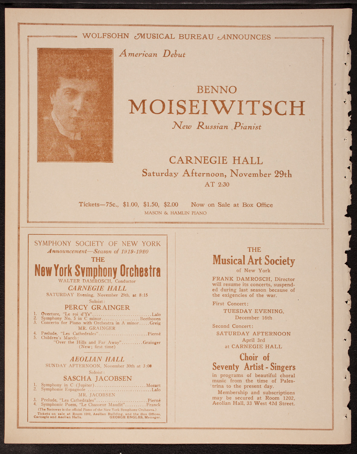 Nina Tarasova, Folk Singer, November 22, 1919, program page 8