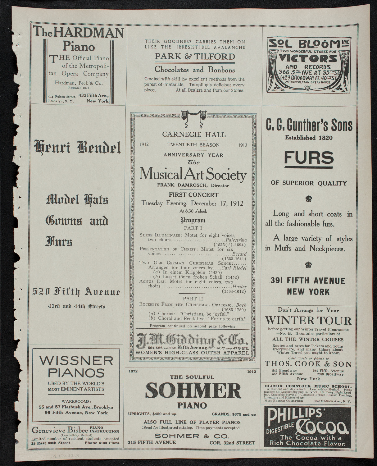 Musical Art Society of New York, December 17, 1912, program page 5