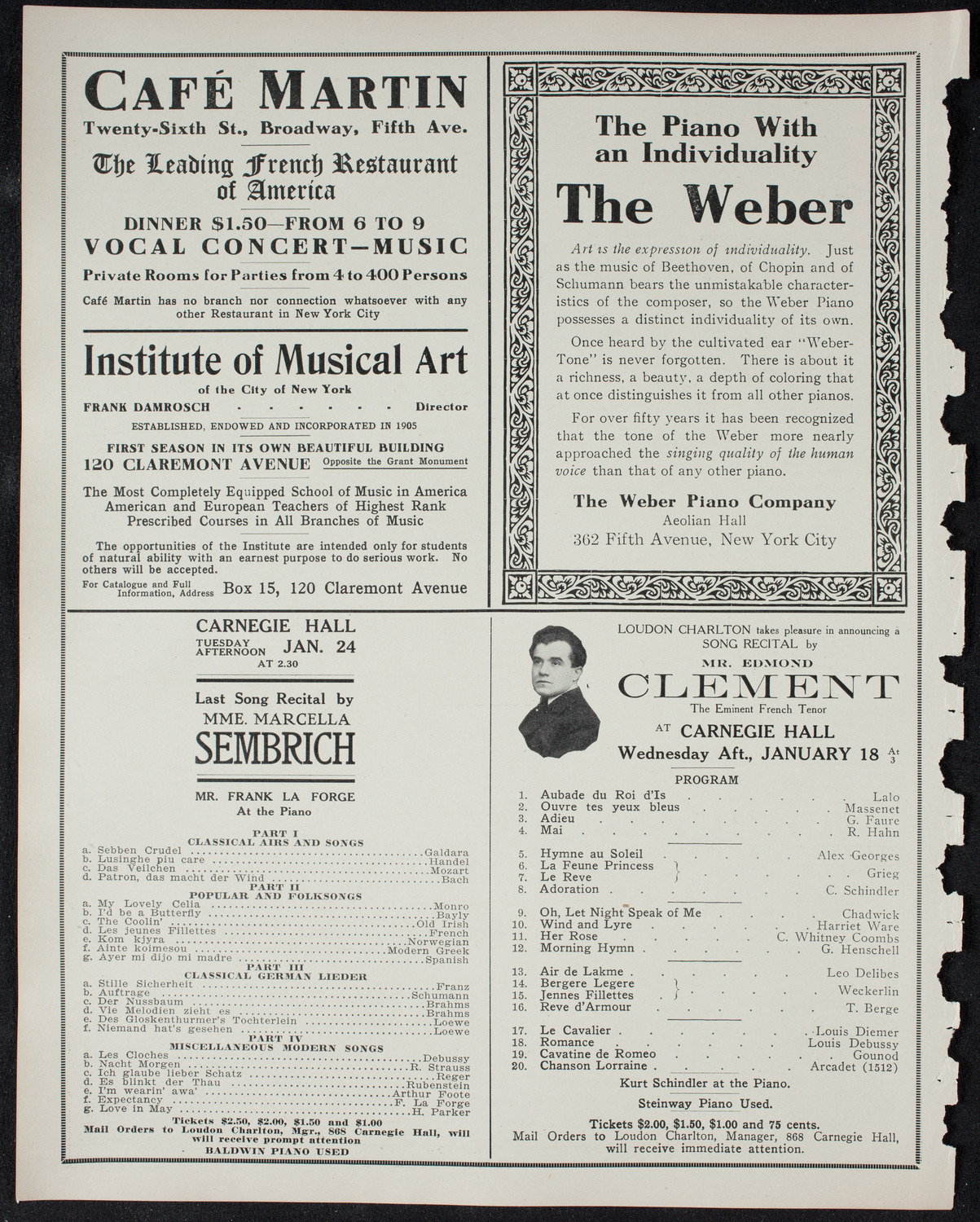 New York Philharmonic, January 15, 1911, program page 6