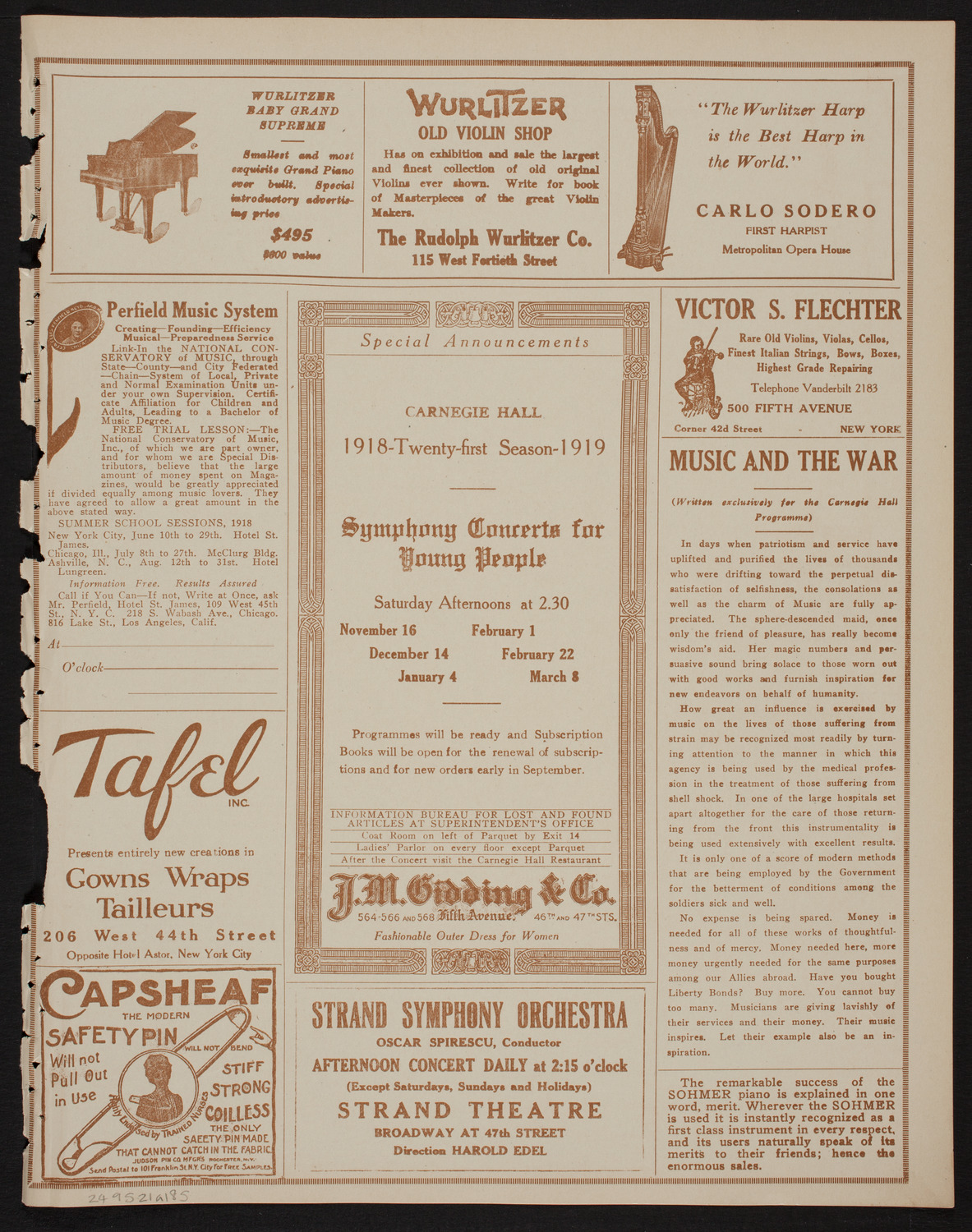 Josef Hofmann, Piano, May 21, 1918, program page 9