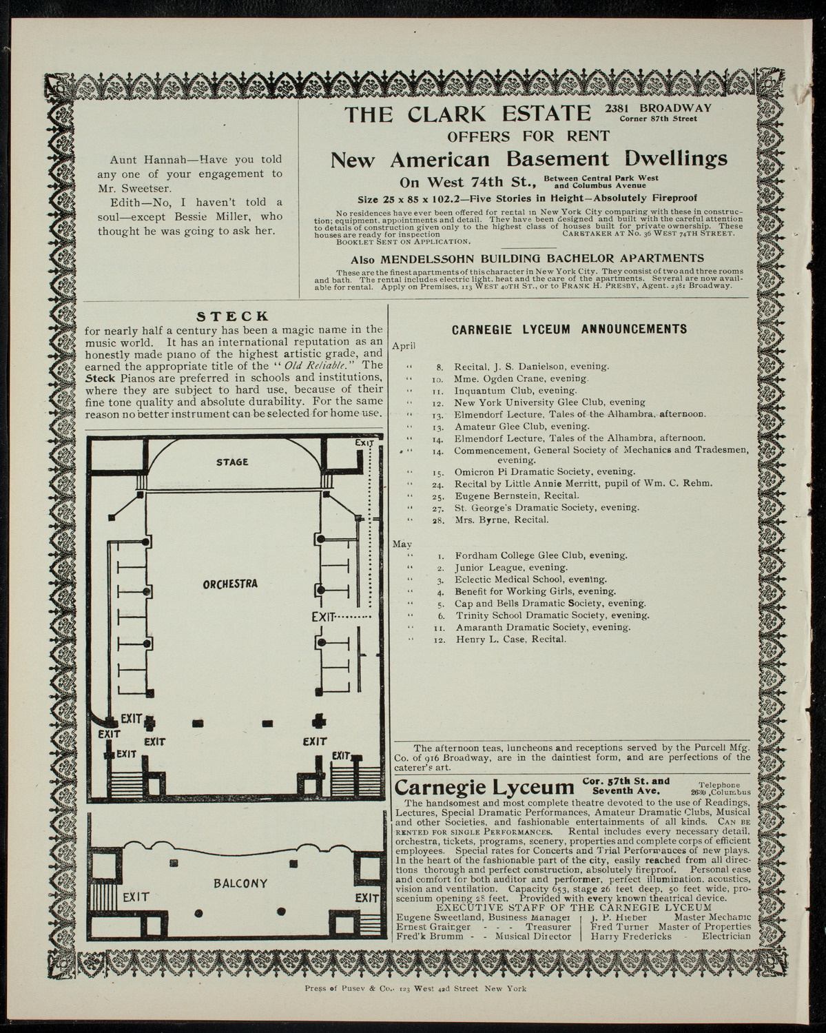 Yale Dramatic Company, April 7, 1905, program page 4