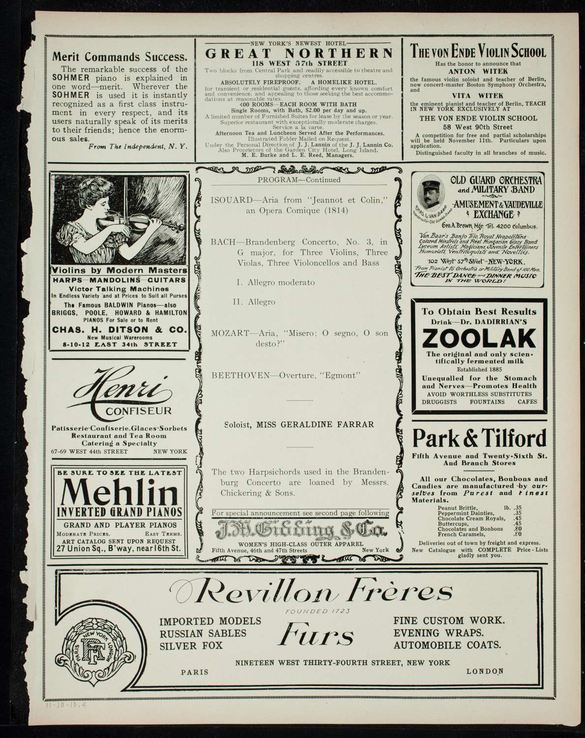 Boston Symphony Orchestra, November 10, 1910, program page 7