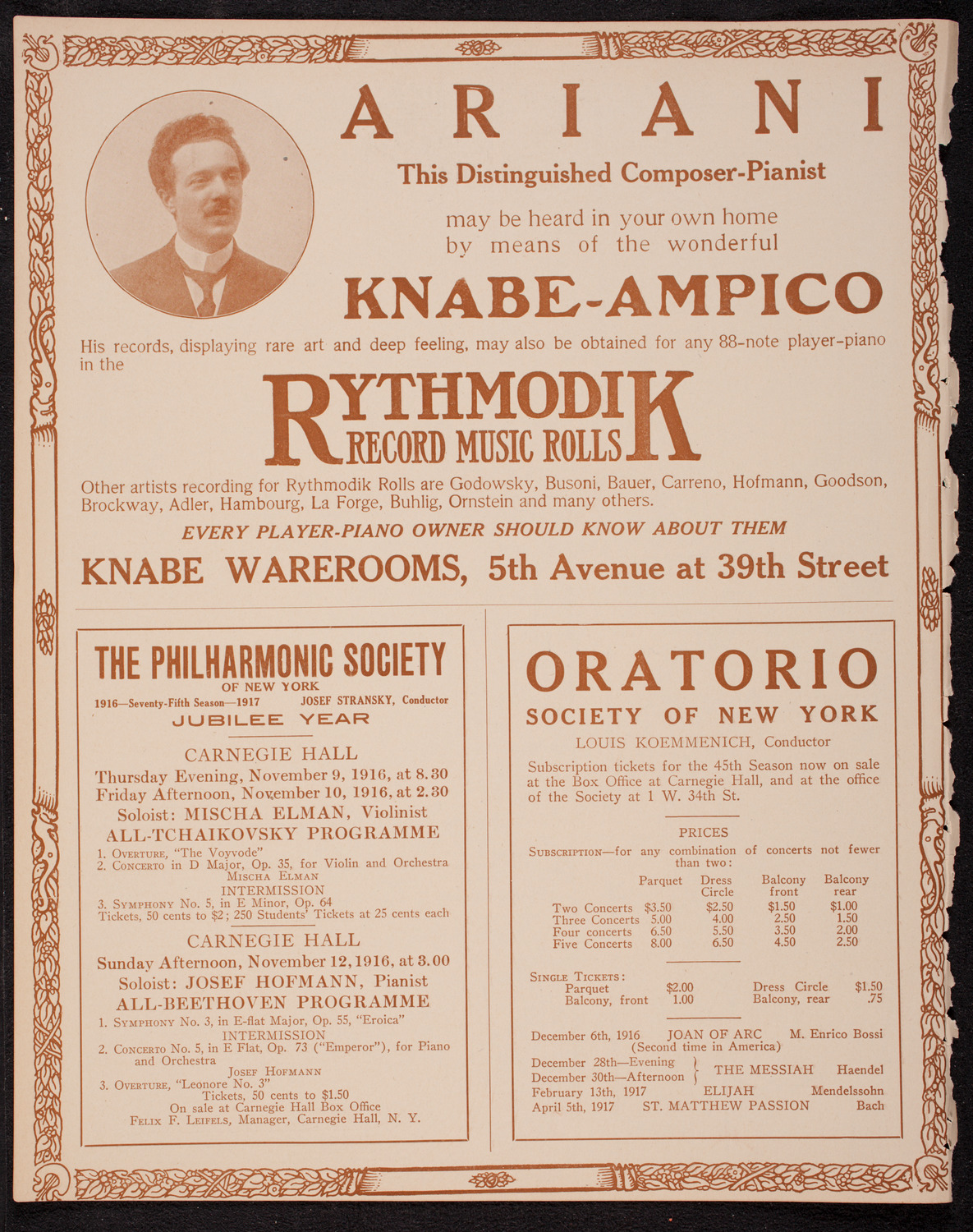 Teresa Carreño, Piano, October 27, 1916, program page 12