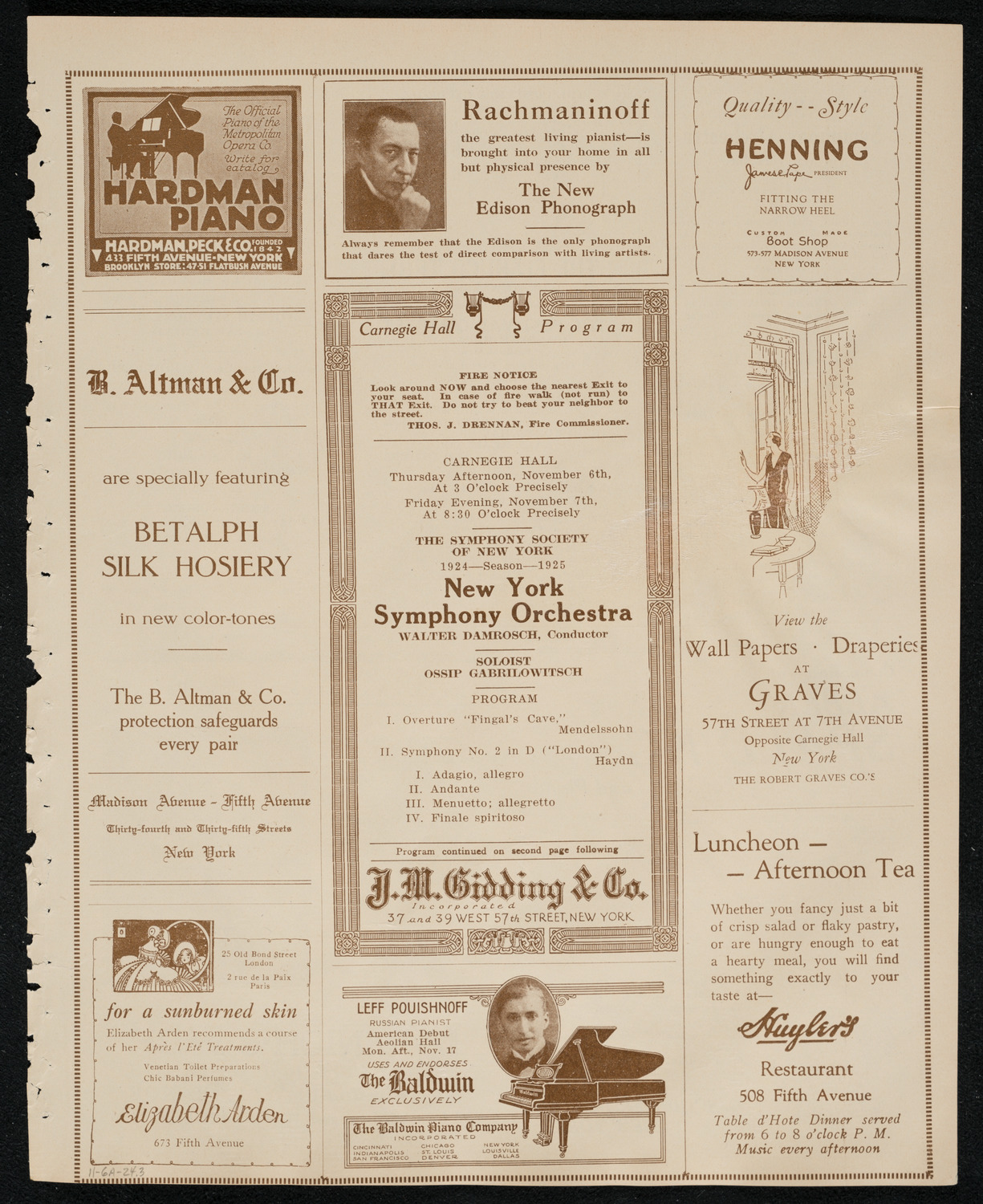 New York Symphony Orchestra, November 6, 1924, program page 5