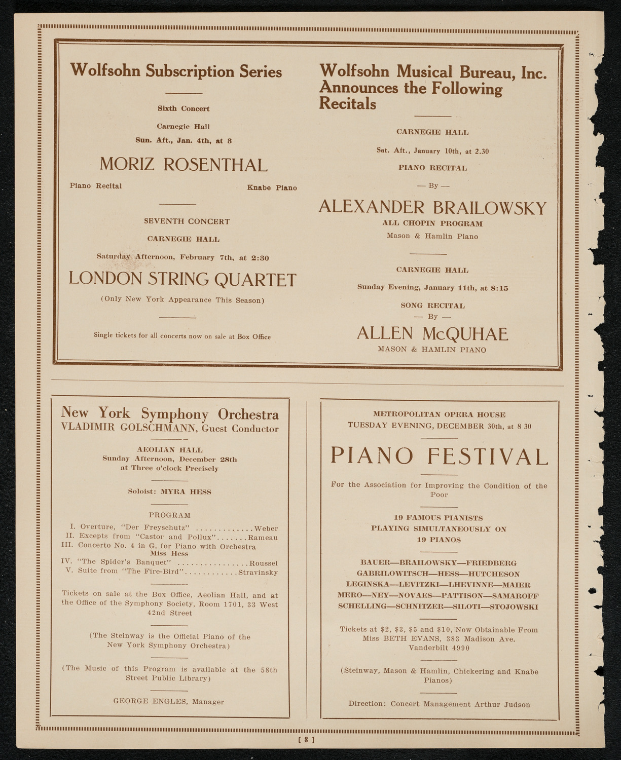 State Symphony Orchestra of New York, December 21, 1924, program page 8