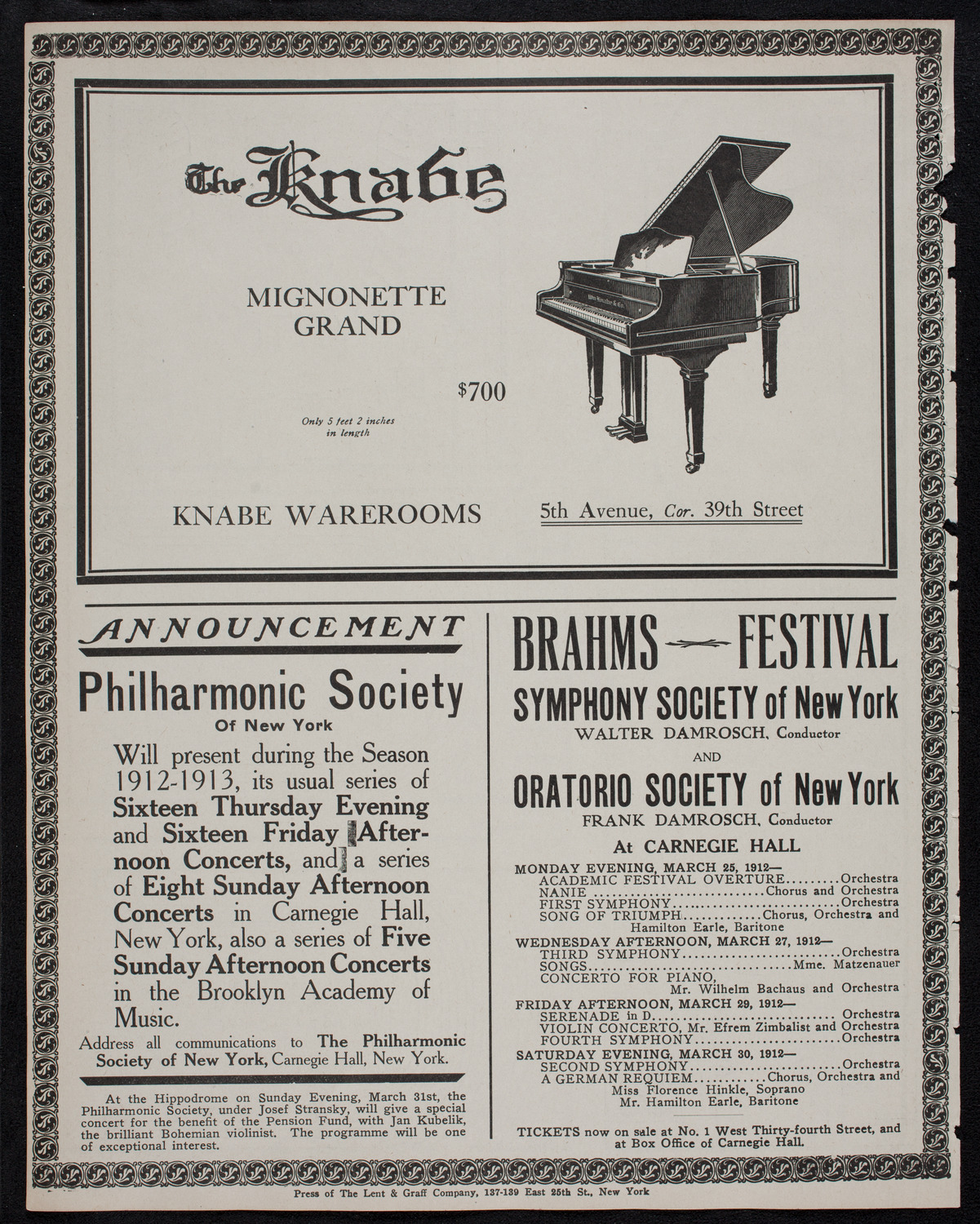 Catholic Oratorio Society, March 19, 1912, program page 12