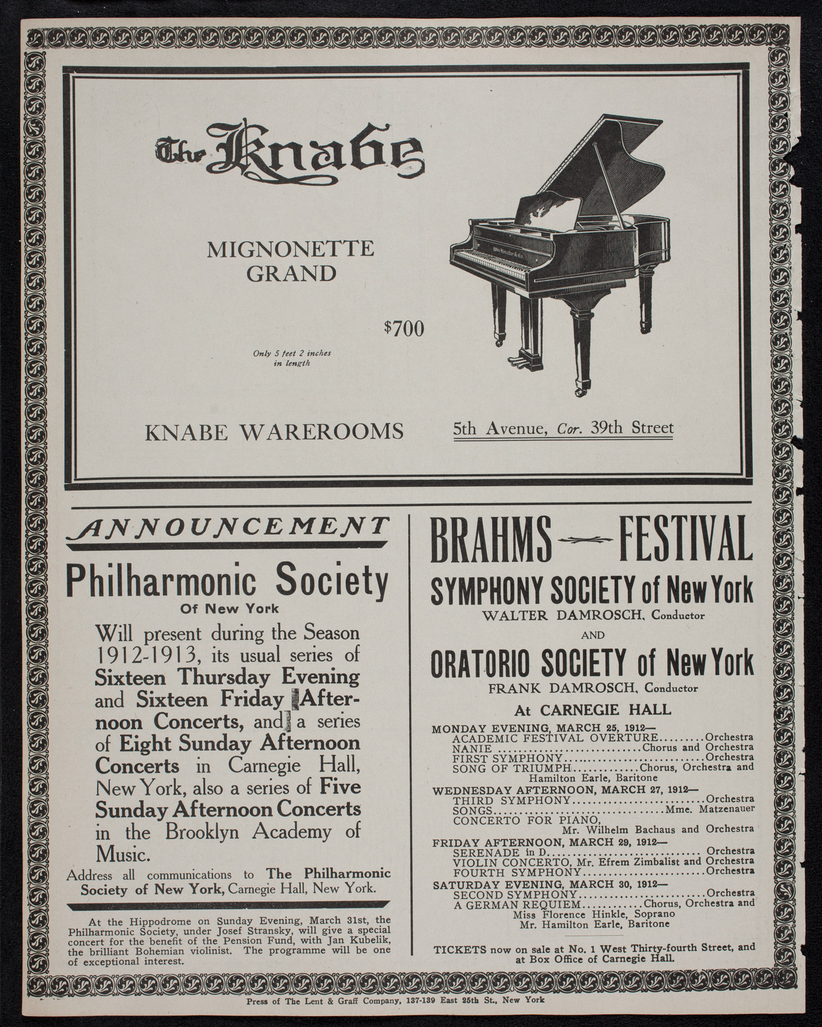 Catholic Oratorio Society, March 19, 1912, program page 12